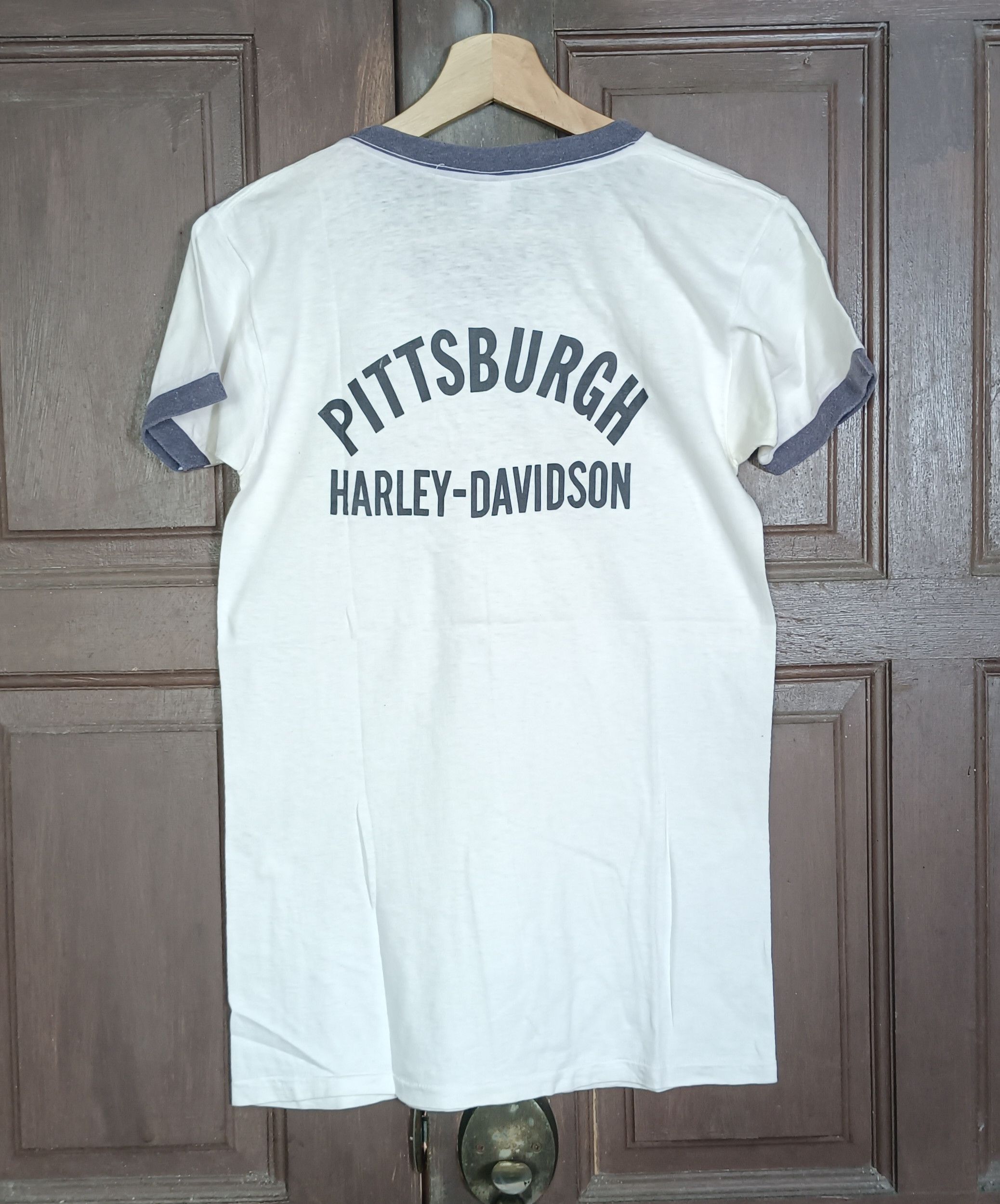 Harley Davidson Vintage 70s🔥 Harley Davidson Pittsburgh Ringer Size US XS / EU 42 / 0 - 2 Thumbnail
