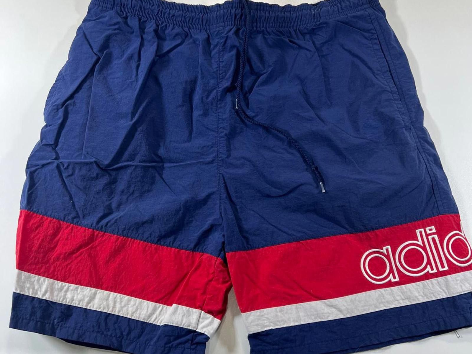 Adidas Vintage Adidas Men's Navy Blue Red and White Swim Shorts Size US 32 / EU 48 - 1 Thumbnail