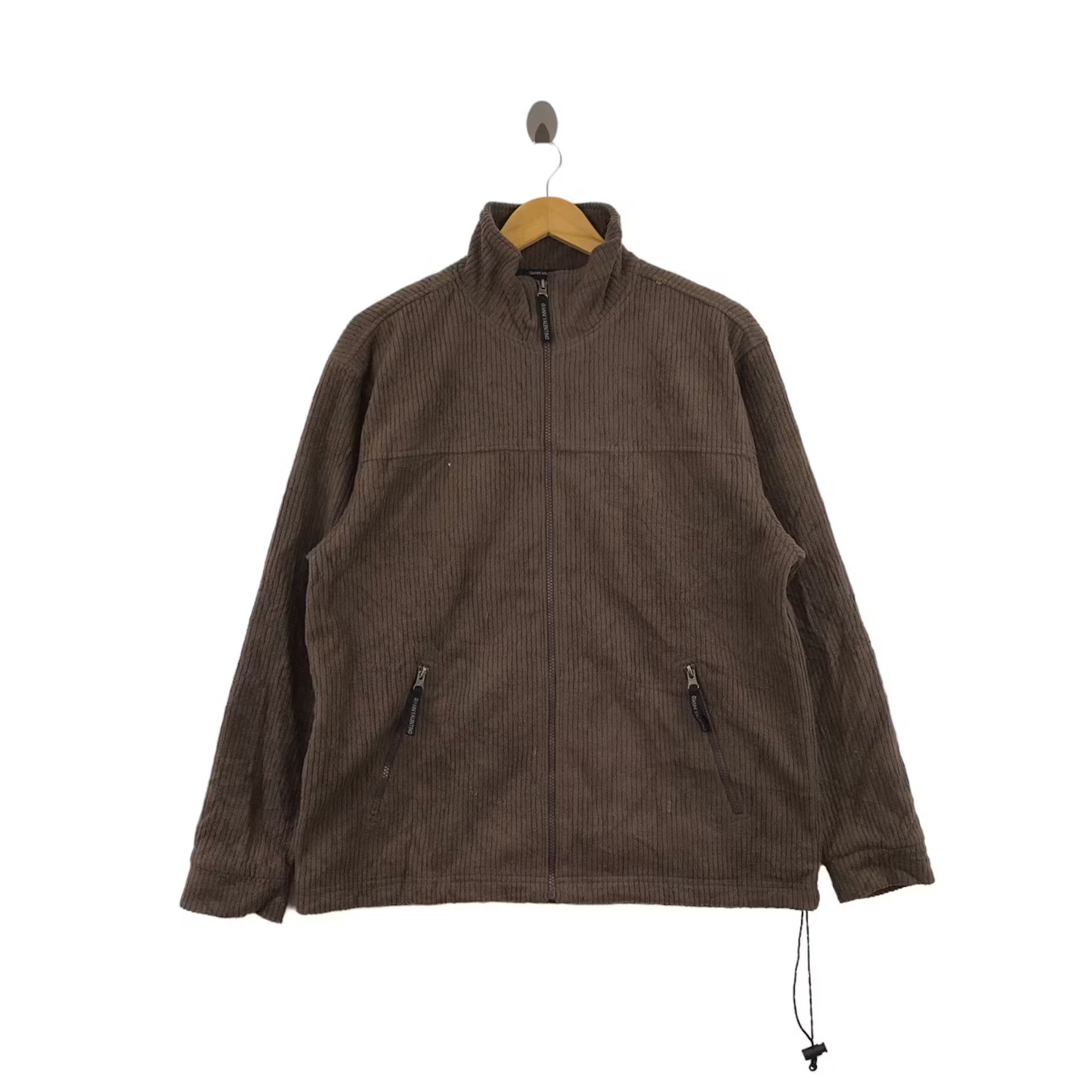Vtg GIANNI VALENTINO ITALY Brown Fleece Jacket Sweater