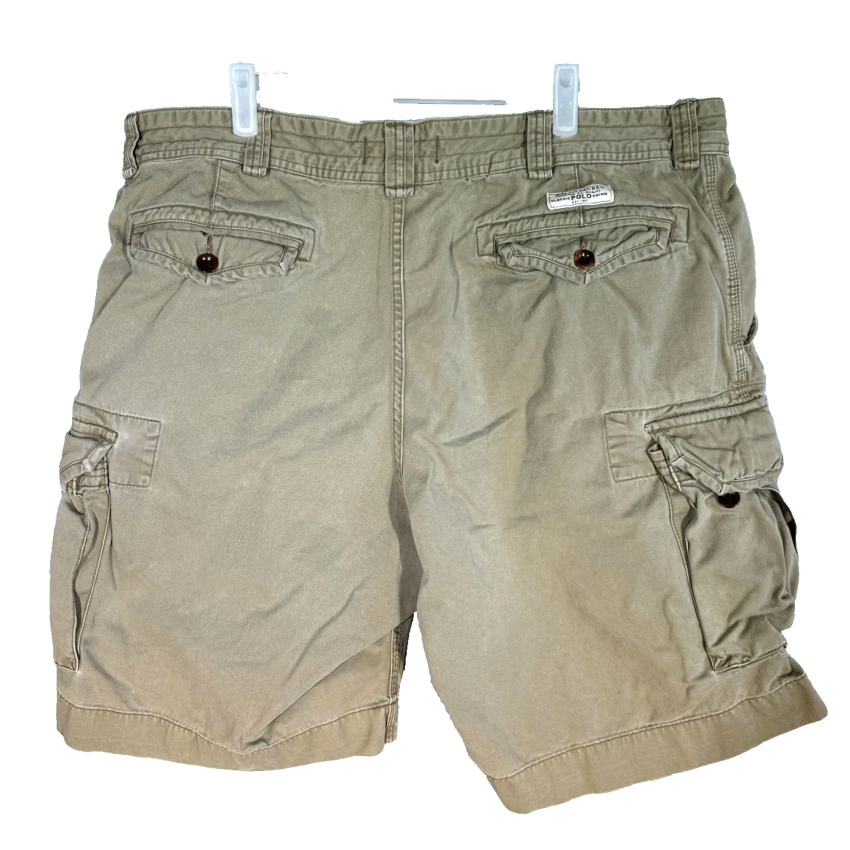 Polo Ralph Lauren VINTAGE Polo Ralph Lauren Cargo Shorts Mens 40 Khaki Classic Chino Utility Pockets Size US L / EU 52-54 / 3 - 2 Thumbnail