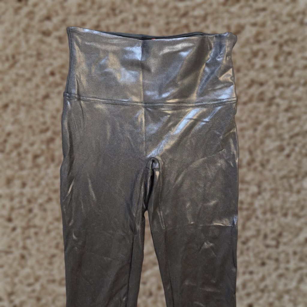 Spanx Spanx Pants Womens Size Large Black Faux Leather Stretch Casual Capsule Shimmer Ankle Leggings Size 36" / US 14 / IT 50 - 1 Thumbnail