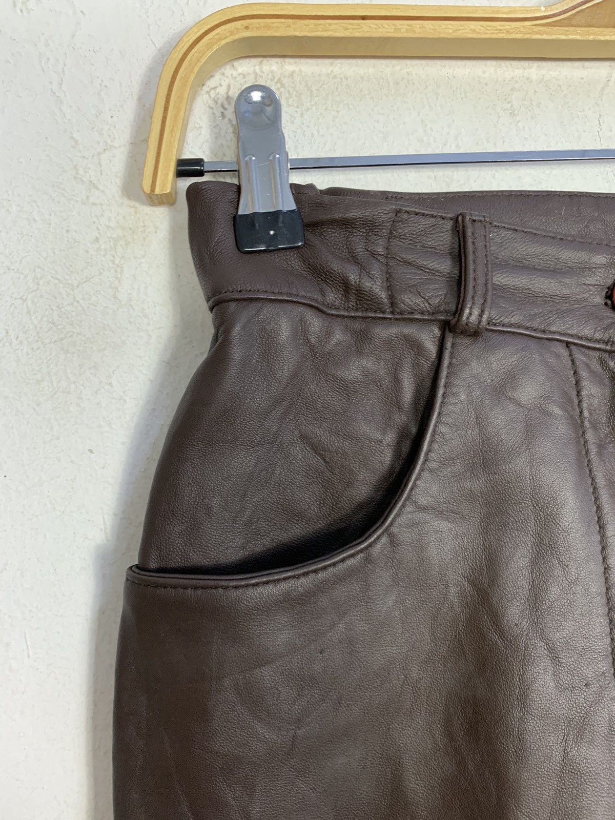 Leather Recverdo World Leather Pant Double Knee Stretchable Waist Size 26" / US 2 / IT 38 - 6 Thumbnail