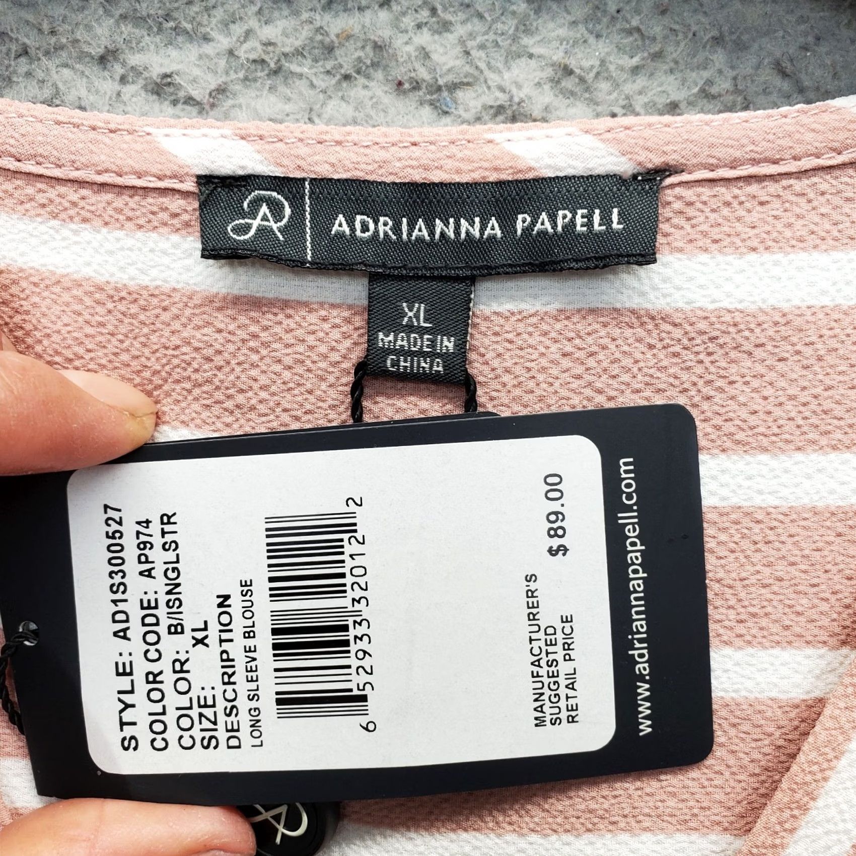 Adrianna Papell Adrianna Papell Blouse Top Womens XL Multi Striped Stretch Long Sleeve Pullover Size XL / US 12-14 / IT 48-50 - 5 Thumbnail