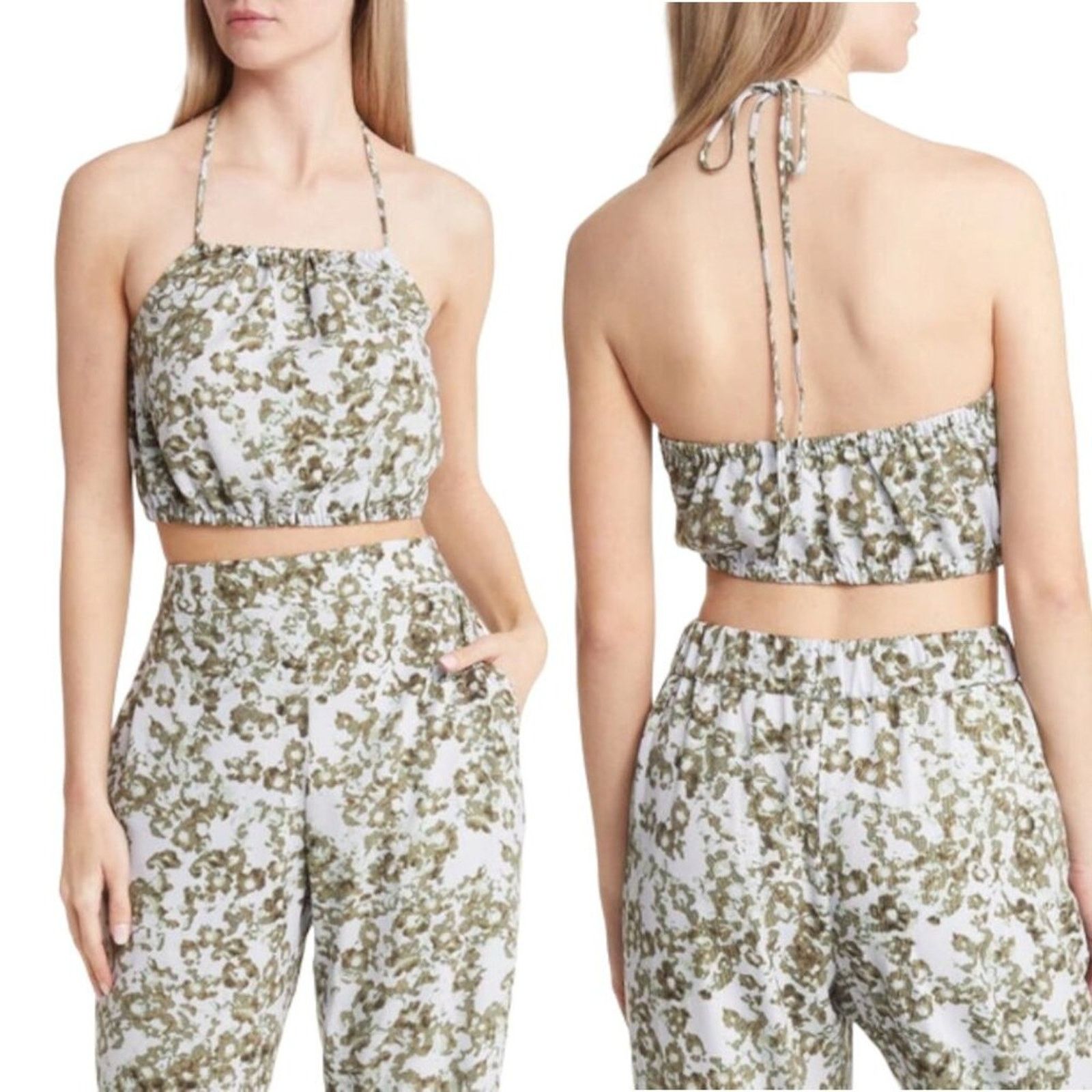Other Open Edit Halter Neck Crop Top Floral Medium NWOT $39 MSRP Size M / US 6-8 / IT 42-44 - 1 Thumbnail