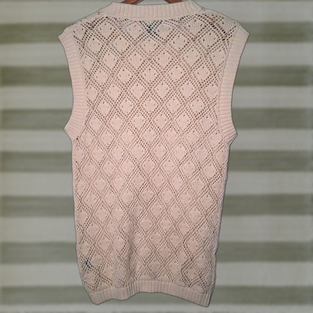 Vintage Art of Rhetoric Sweater Vest Women M Open-Knit Diamond Ivory Cotton Regular Vest Knit Round Neck Sleeveless Casual - 90s Academia Theme? Size M / US 6-8 / IT 42-44 - 1 Thumbnail