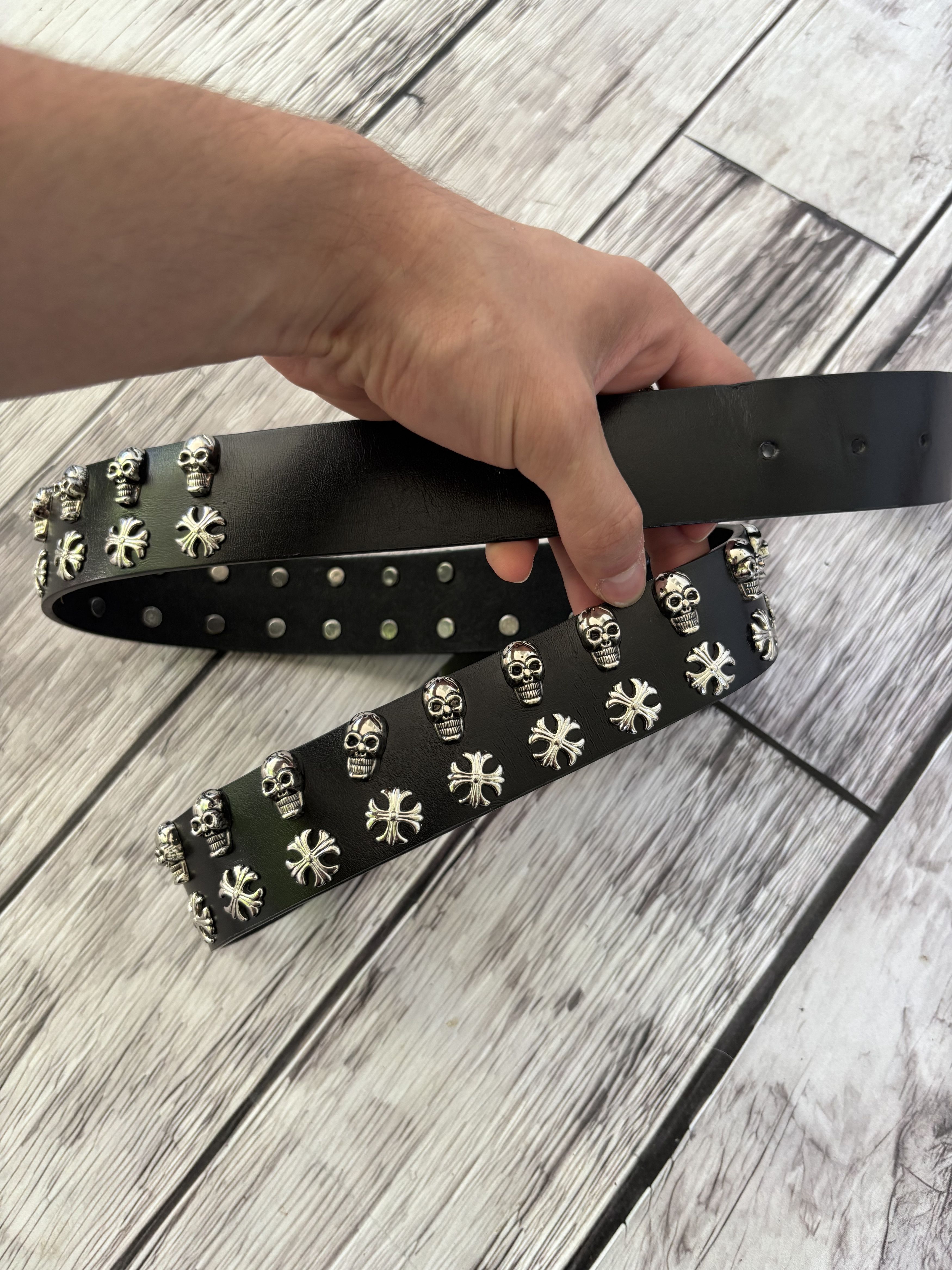 Other VTG CHROME HEARTS DIESEL STYLE HEAVY LEATHER METAL BELT Size ONE SIZE - 5 Thumbnail