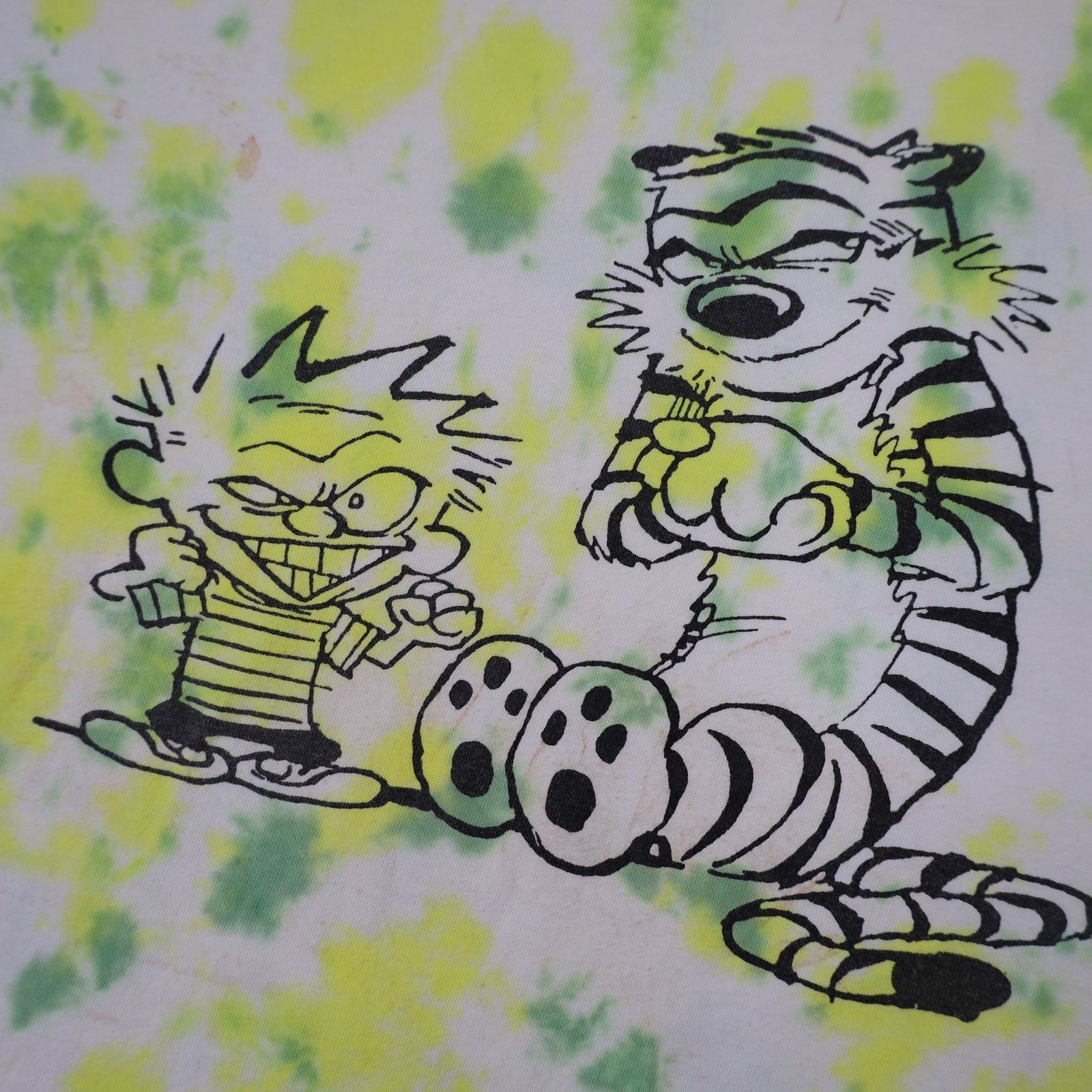 Vintage Vintage Calvin and Hobbes Tie Dye Graphic T Shirt Size US XL / EU 56 / 4 - 4 Thumbnail