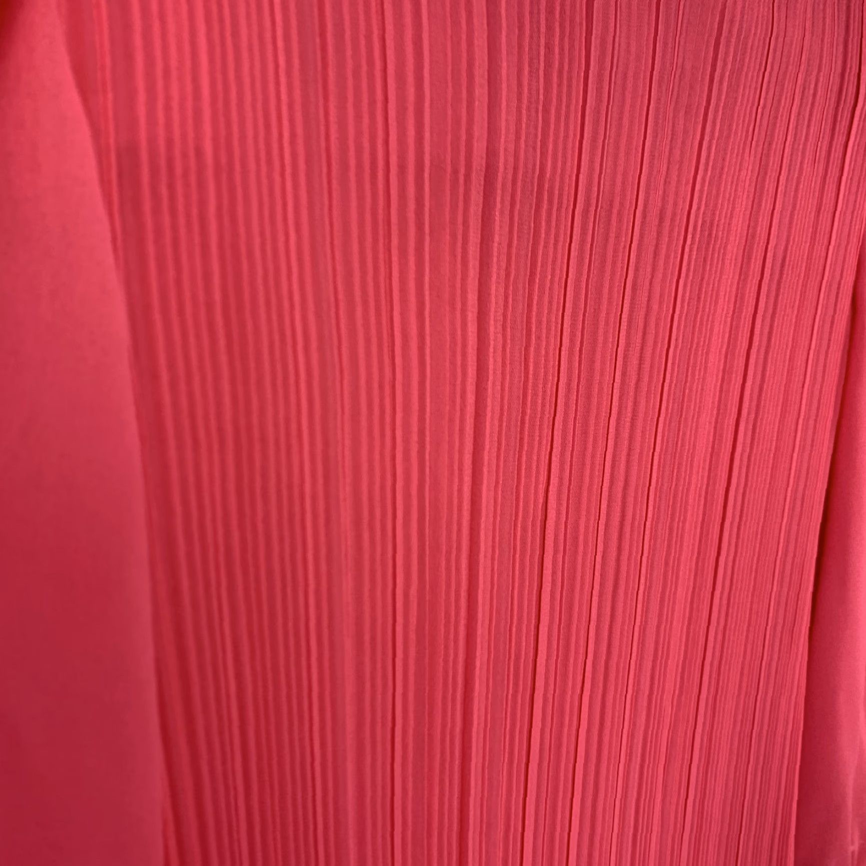 Vintage VINTAGE Dress Women's 14 Coral Pink Pleated Drop Waist Knee Length 3/4 Sleeve Pearl Cuff Polyester Salmon Pink Size XL / US 12-14 / IT 48-50 - 3 Thumbnail