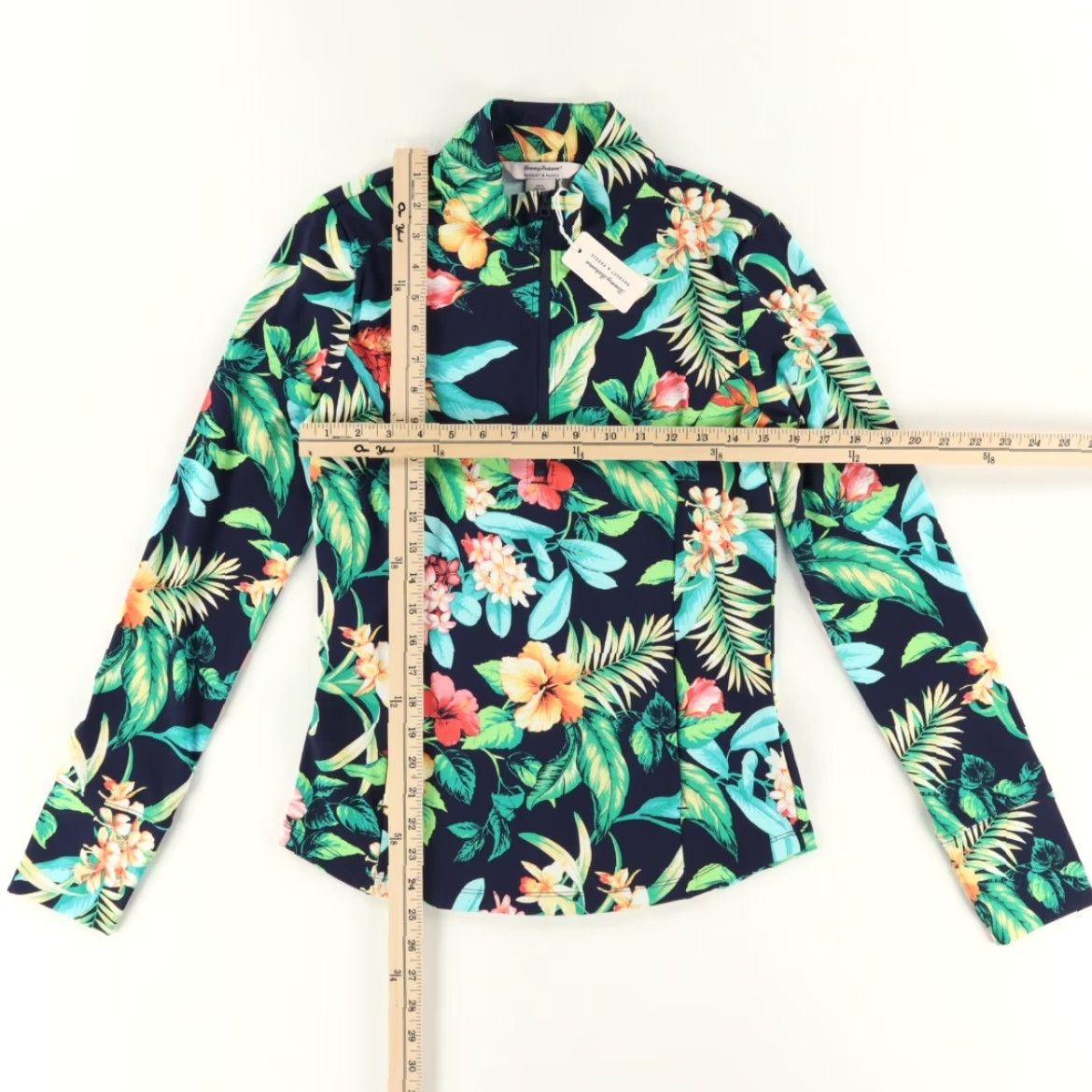 Tommy Bahama Tommy Bahama Racquet & Paddle 1/2 Zip Pullover Floral Navy Blue Women's S Shirt Size S / US 4 / IT 40 - 3 Thumbnail