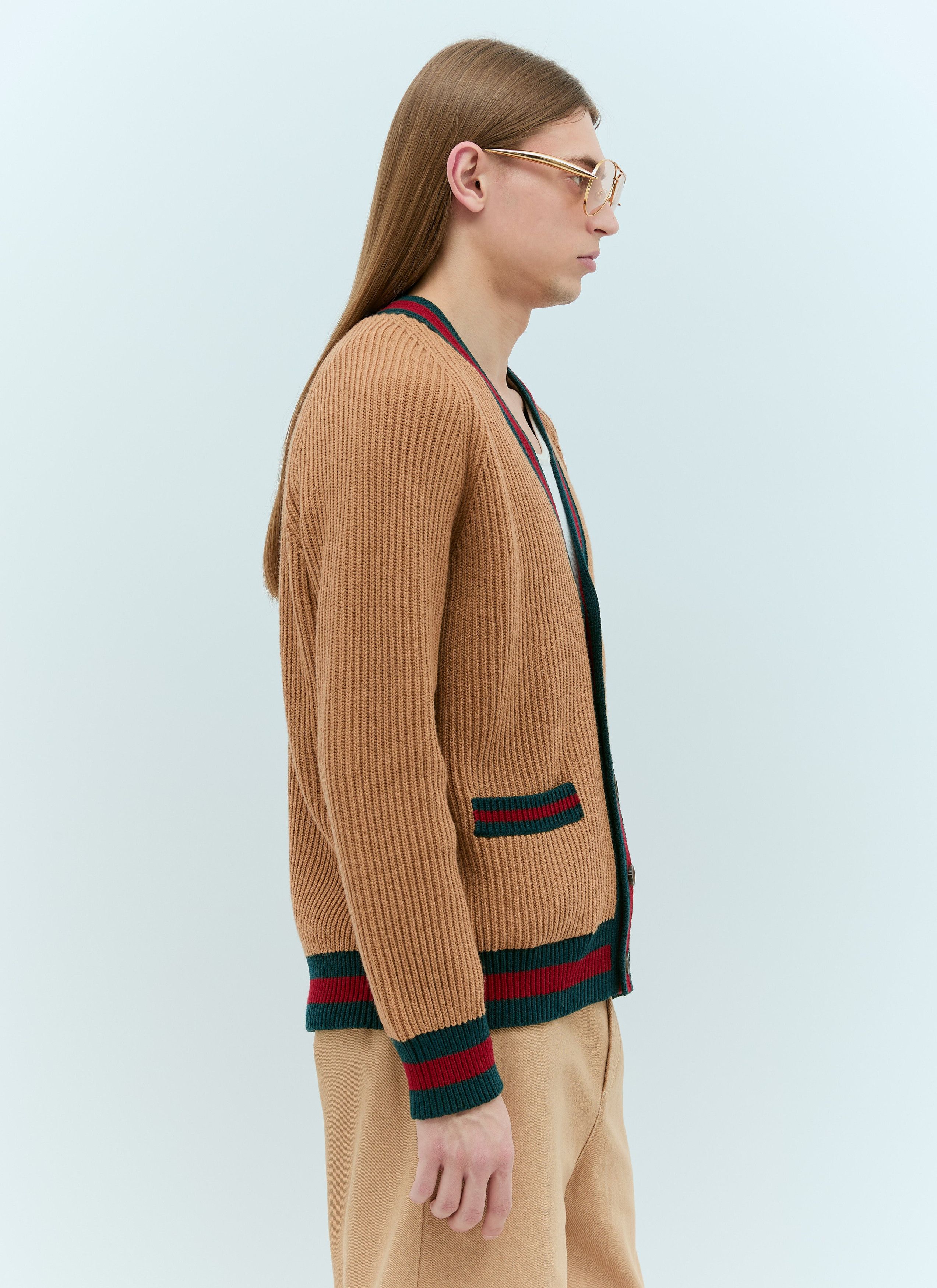 o1s1wg110925 Knit Wool Cardigan With Web in Multicolor