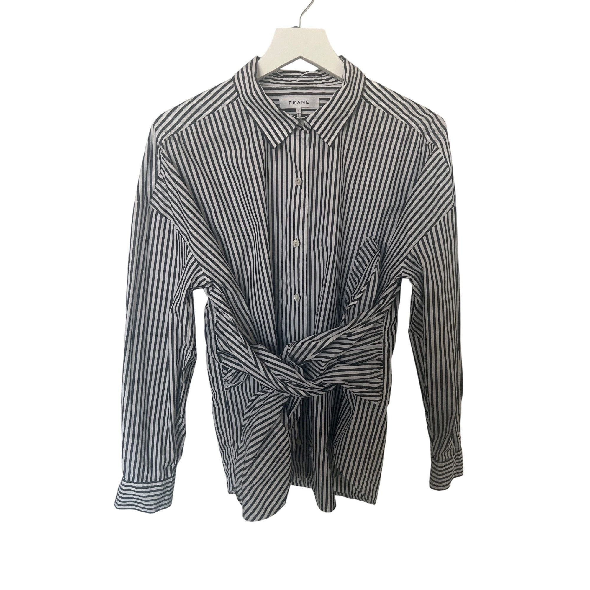 Frame Frame Noir Multi Striped Button-Up Shirt With Front Tie Size S / US 4 / IT 40 - 1 Thumbnail