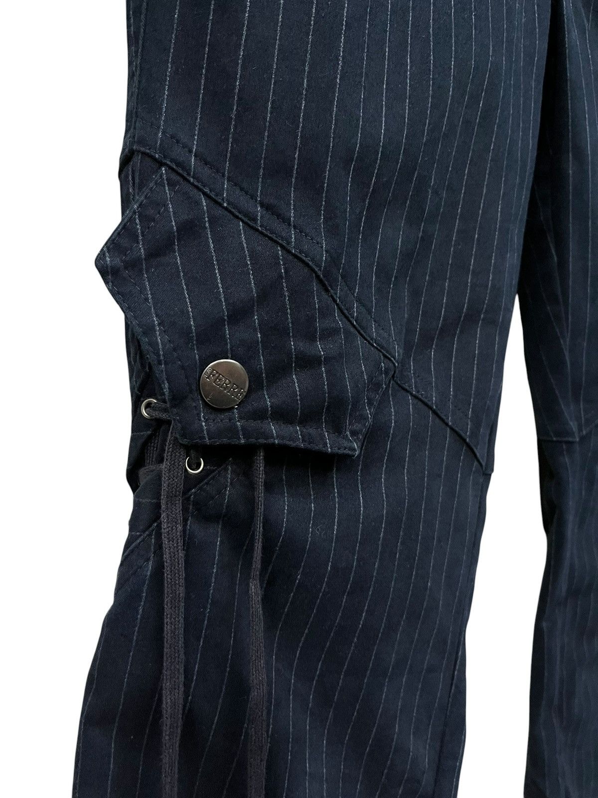 Ferre 🔥Vtg FERRE Avant Garde Pinstripe Slanted Lace Up Cargo Pants Size 26" / US 2 / IT 38 - 5 Thumbnail