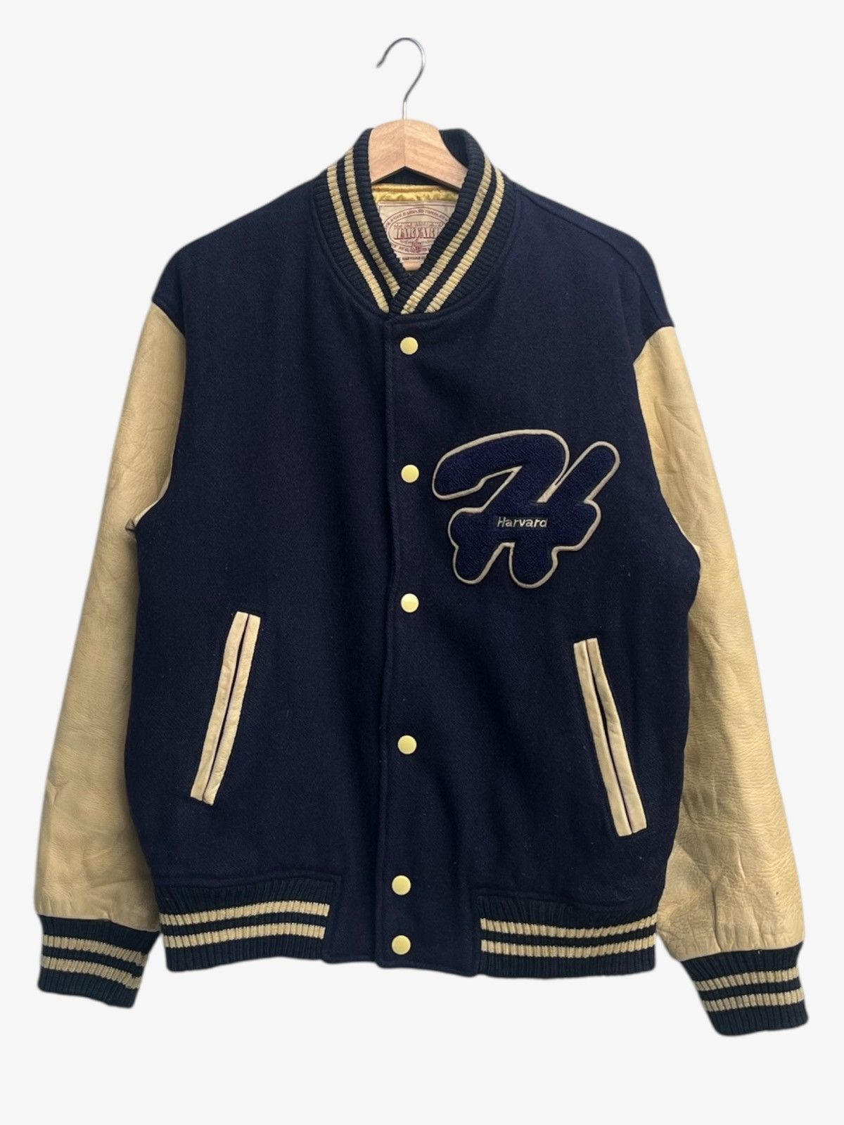 Vintage 90s Harvard Wool Letterman Jacket Leather Sleeves Size US L / EU 52-54 / 3 - 1 Thumbnail