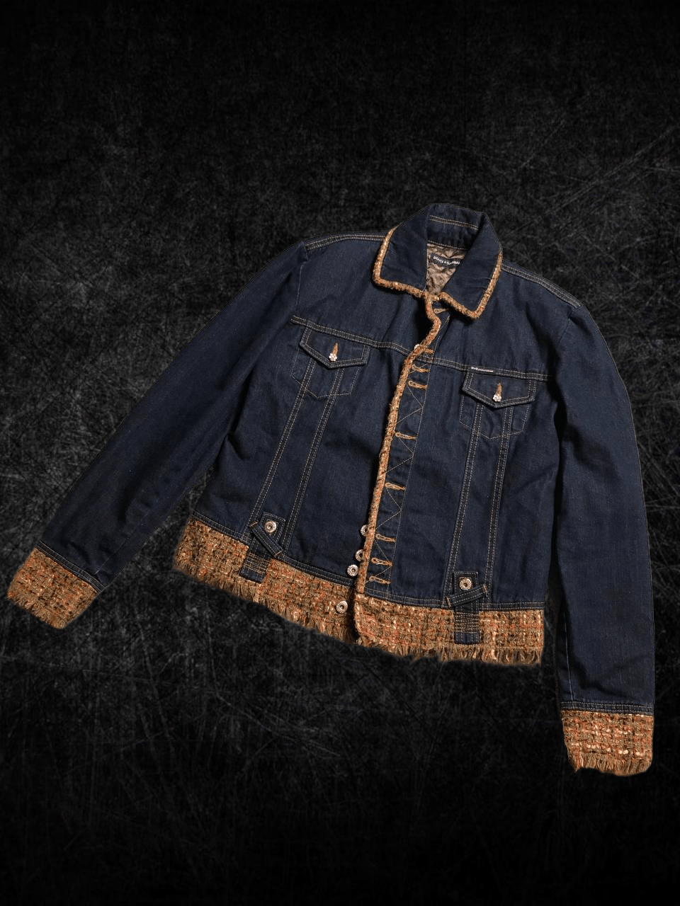 Dolce & Gabbana Vintage Dolce Gabbana Denim And Tweed Button Blazer Jacket Size L / US 10 / IT 46 - 1 Thumbnail