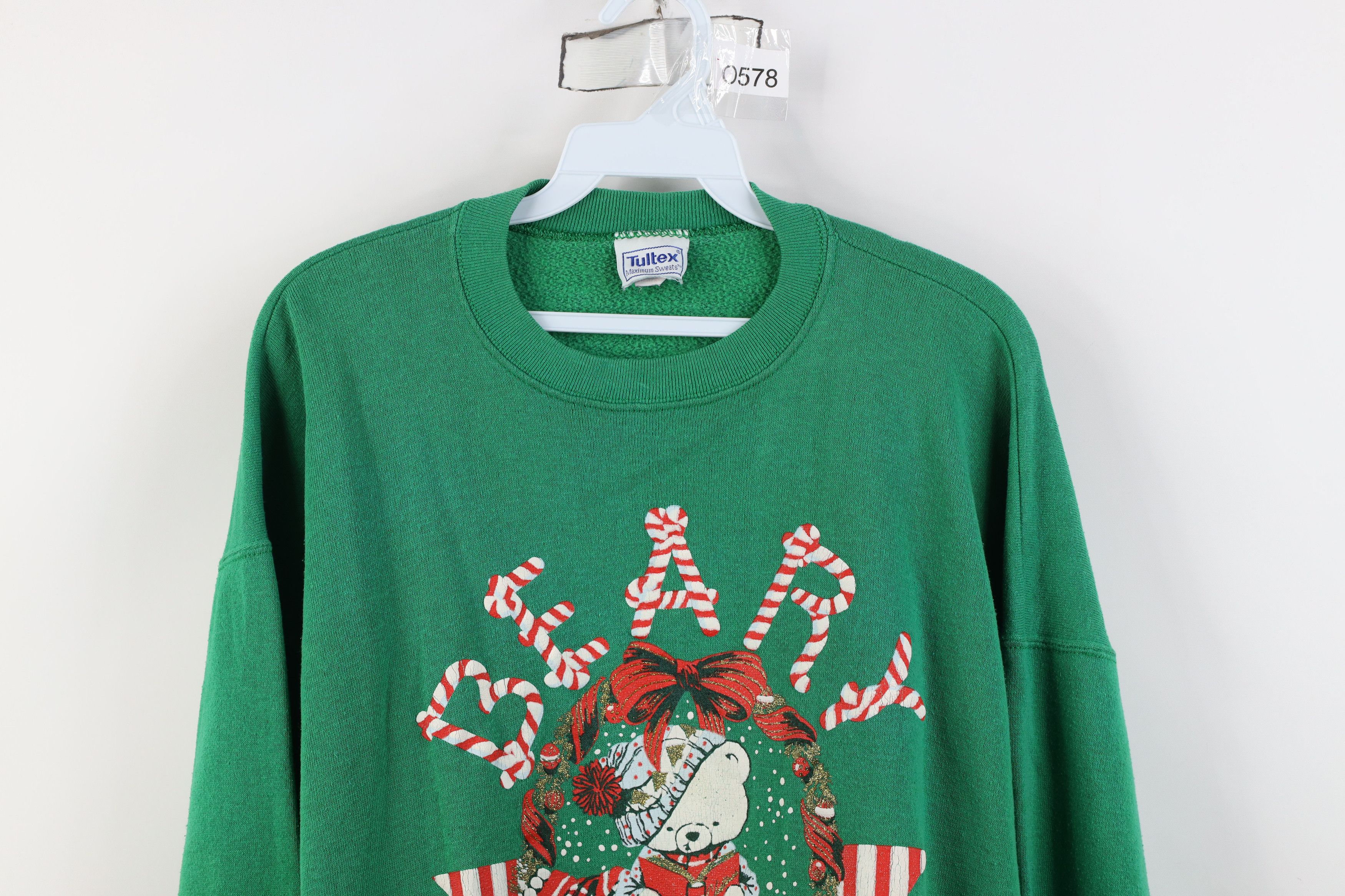 Vintage Vintage 90s Streetwear Merry Christmas Sweatshirt Green USA Size XL / US 12-14 / IT 48-50 - 2 Thumbnail