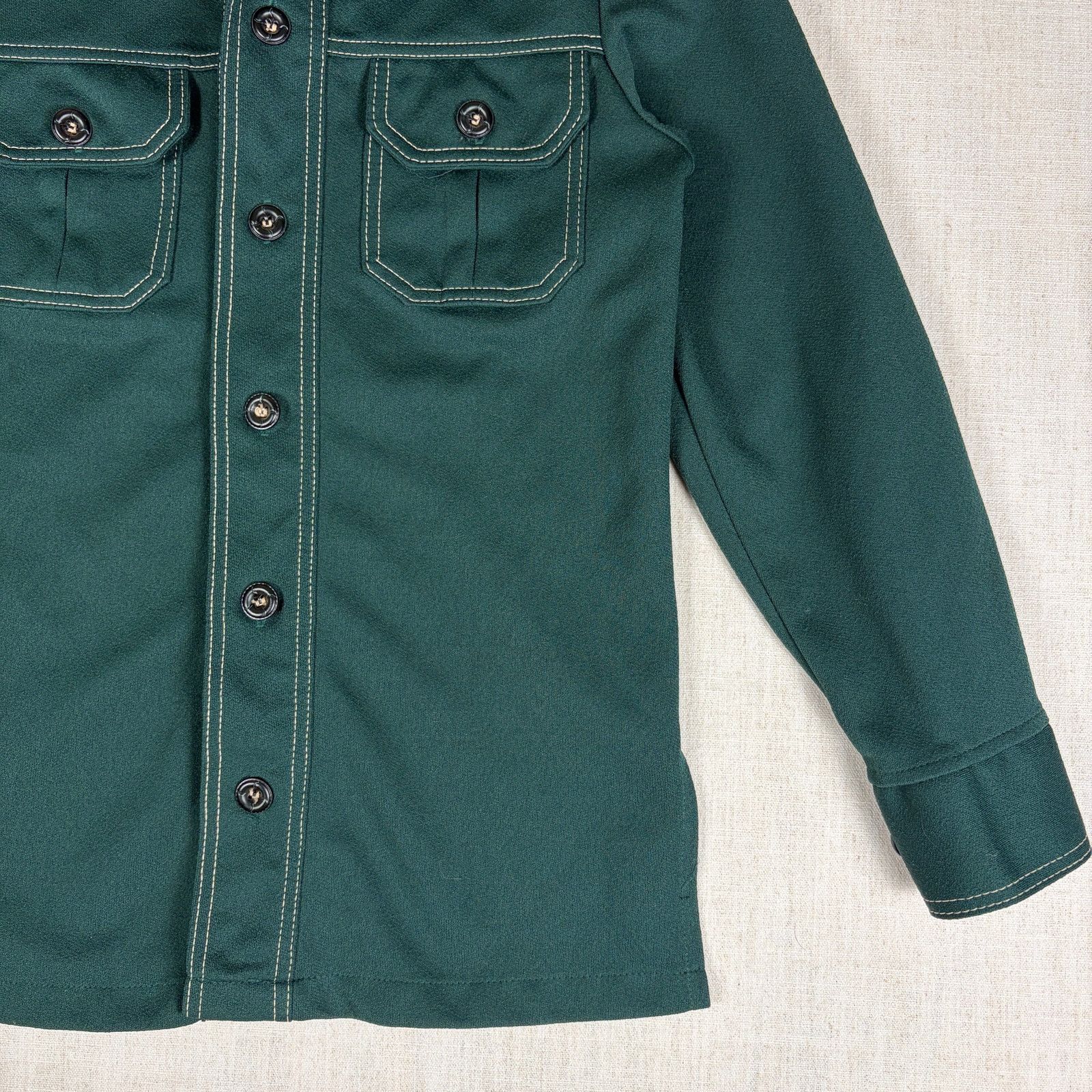 Sears VTG Sears Kings Road 1970s Disco Forest Green Smll Button Up Size US S / EU 44-46 / 1 - 4 Thumbnail