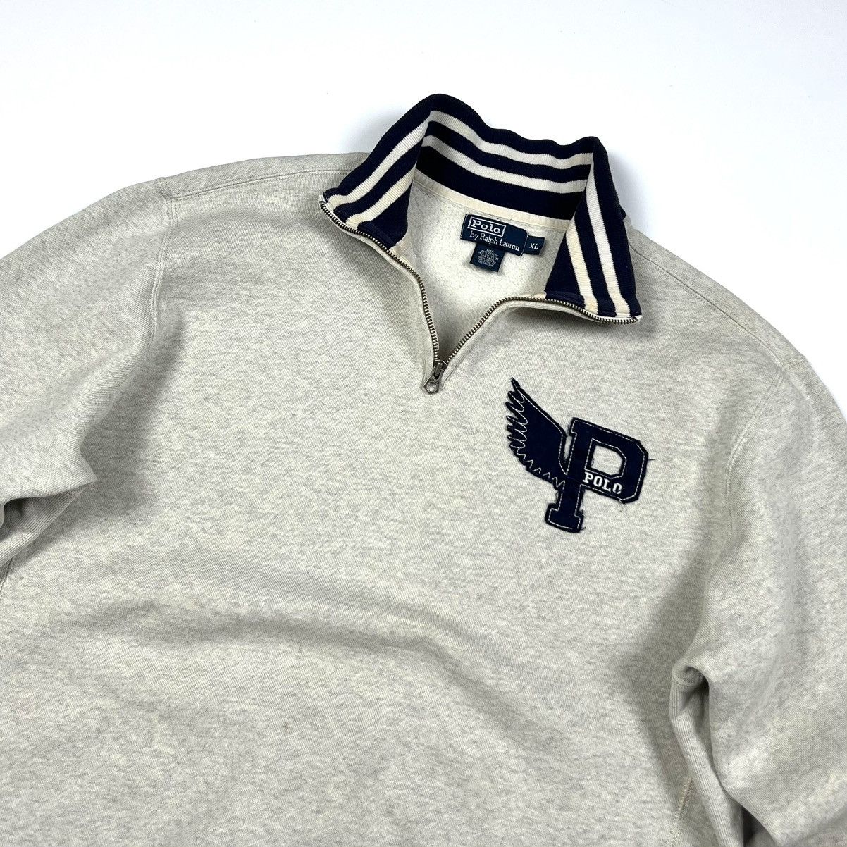 Polo Ralph Lauren × Rugby Ralph Lauren × Vintage Vintage Polo Ralph Lauren P Wing Logo Cotton 1/4 Zip Size XL Size US XL / EU 56 / 4 - 3 Thumbnail