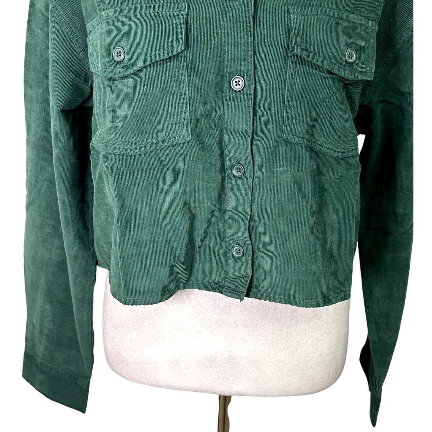 BP. BP Forest Green Corduroy Crop Shirt Jacket M NWT Grunge Size M / US 6-8 / IT 42-44 - 4 Thumbnail