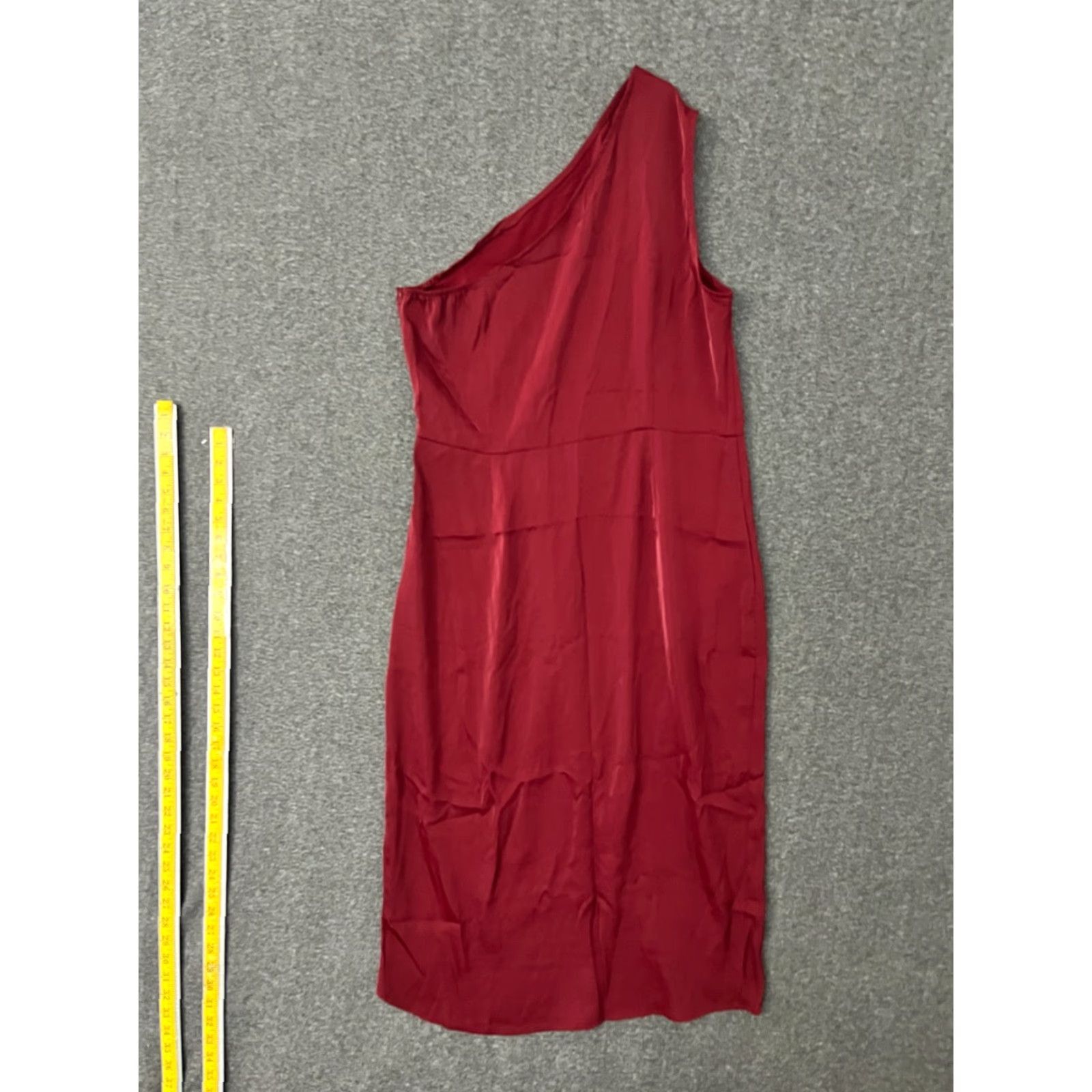 Vintage PrettyGarden Red One Shoulder Bodycon Midi Dress XL - Party Cocktail Sexy Stretch Women's Size XL / US 12-14 / IT 48-50 - 2 Thumbnail