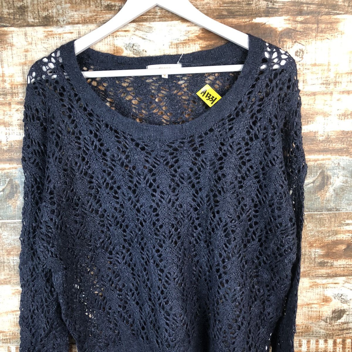 Homespun Knitwear × Japanese Brand × Vintage Grove Dark Blue crochet meshnet vintage Knitwear #A1331 Size S / US 4 / IT 40 - 5 Thumbnail
