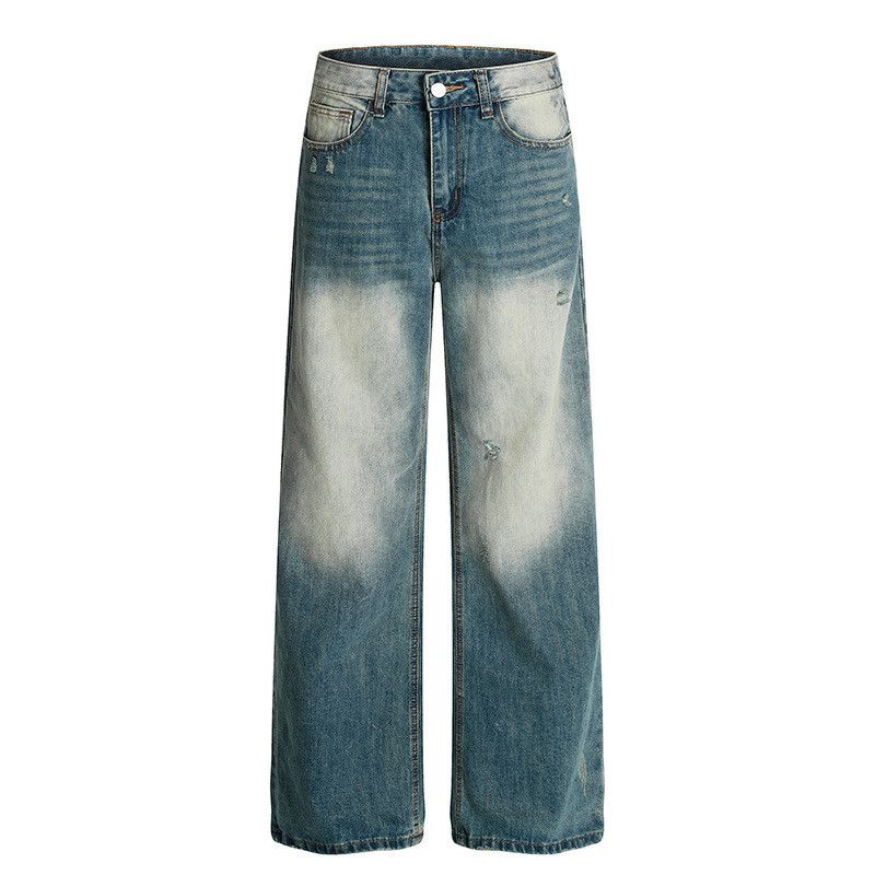 Vintage Retro men's washed whiskered loose straight gradient jeans Size US 34 / EU 50 - 1 Thumbnail