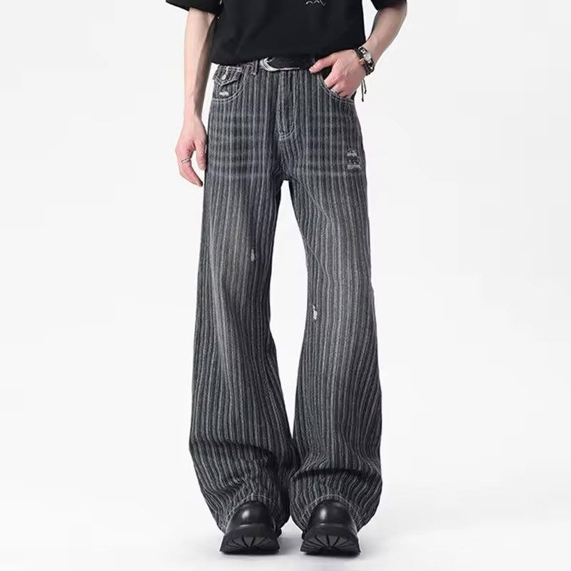 Japanese Brand Vertical Nail Button Washed Jeans Striped Size US 30 / EU 46 - 2 Thumbnail