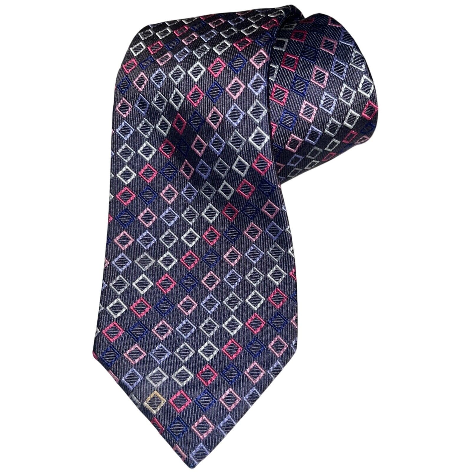 Hilditch & Key Hilditch & Key All Silk Tie ~ Purple & Pink Squares Size ONE SIZE - 1 Thumbnail