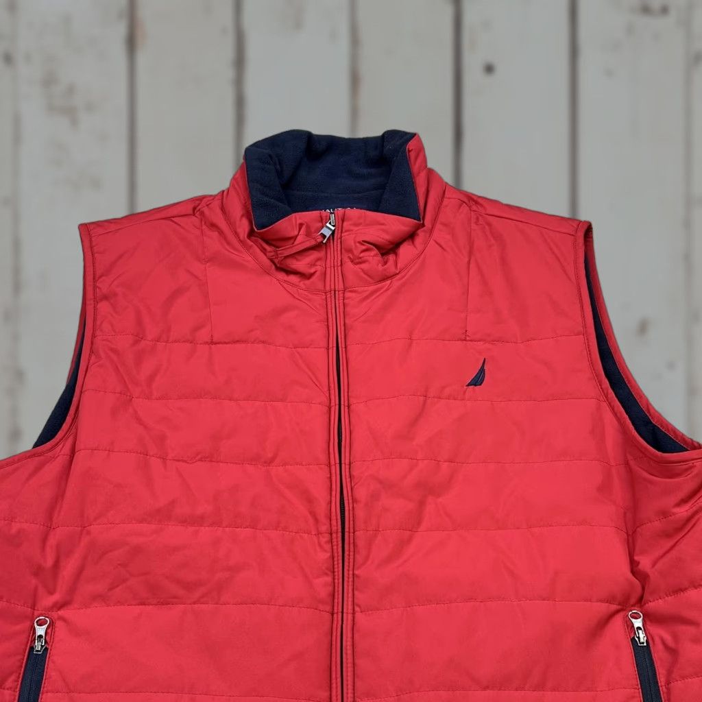 Nautica Nautica Vest Mens Large Red Quilted Puffer Zip Front Lined Navy Trim Size US L / EU 52-54 / 3 - 1 Thumbnail