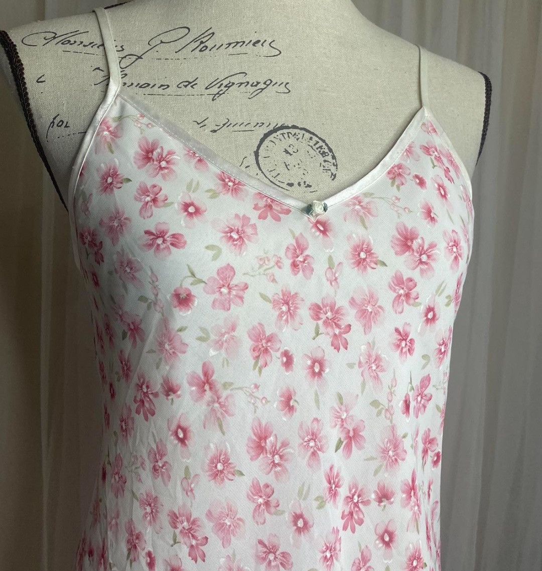 Vintage VINTAGE MINI SLIP DRESS WITH PINK FLOWERS Size L / US 10 / IT 46 - 1 Thumbnail