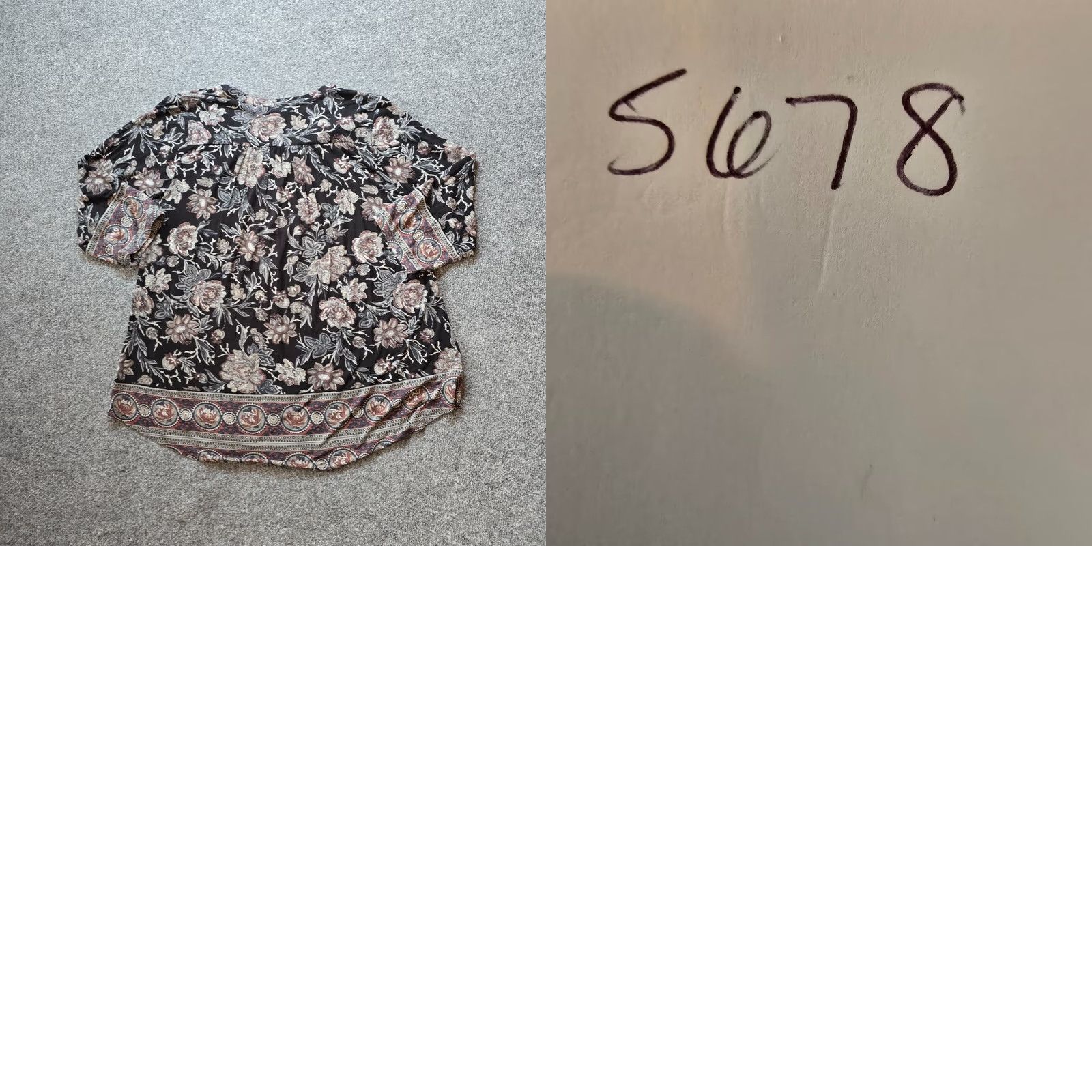 Lucky Brand Lucky Brand Top Womens 1X Black Beige Floral V Neck 3/4 Sleeve Boho Casual Blouse Womens Size XL / US 12-14 / IT 48-50 - 8 Thumbnail
