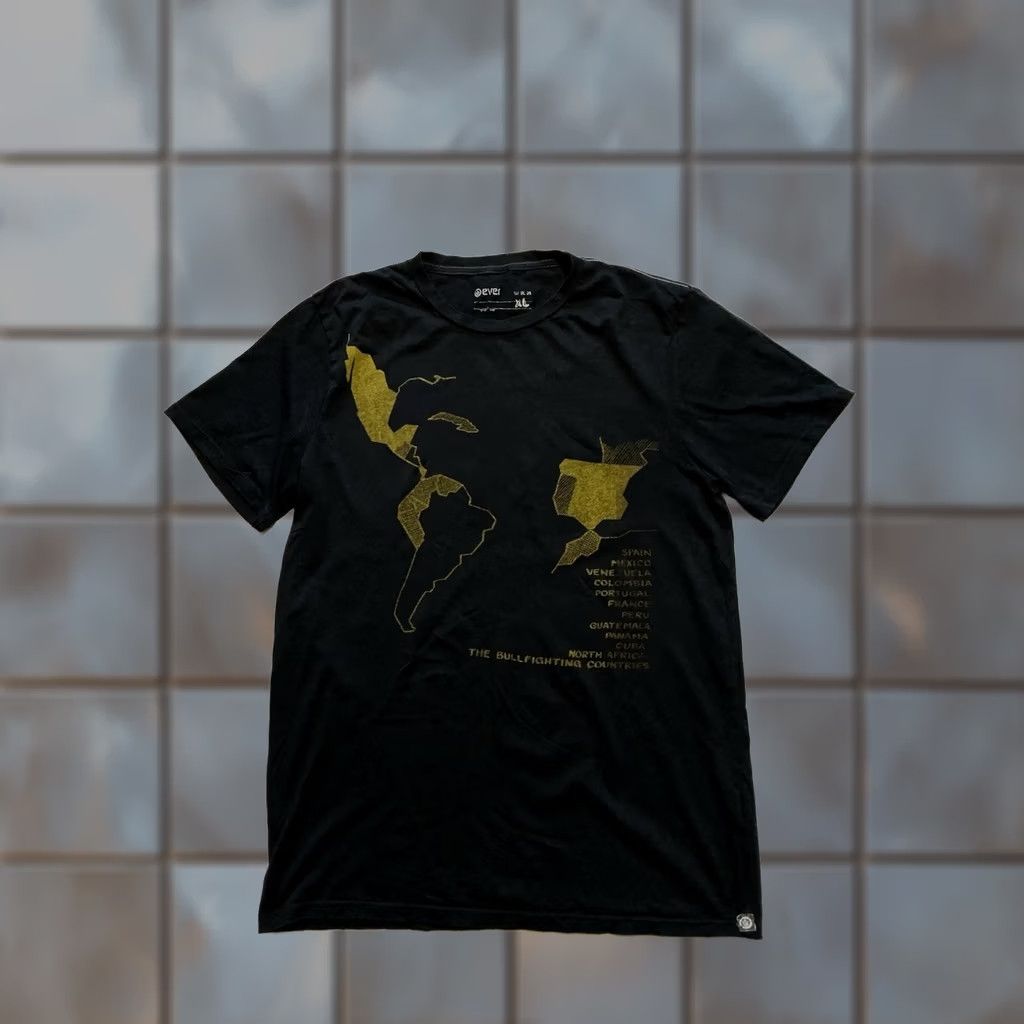 J Brand VINTAGE Ever Brand The Bullfighting Countries Map Graphic Black S/S T-Shirt XL Mens Size US XL / EU 56 / 4 - 1 Thumbnail