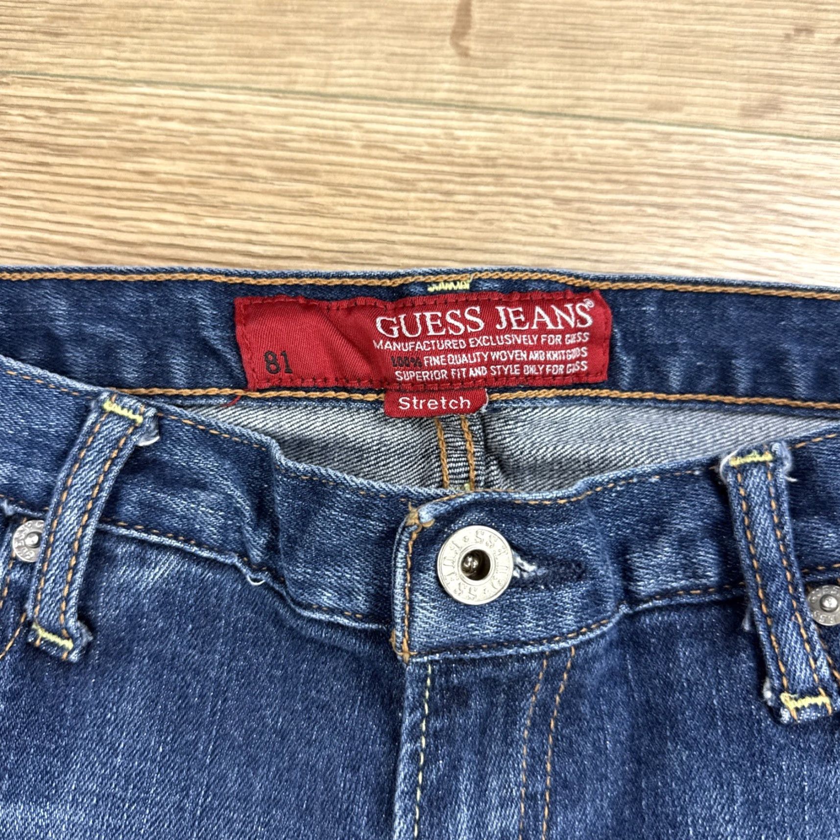 Guess GUESS Foxy Flare Jeans Women Dark Wash Blue 28 Stretch Low Rise 32in Inseam Regular rise Flared Denim Mens? No, Women. Size 28" / US 6 / IT 42 - 2 Thumbnail