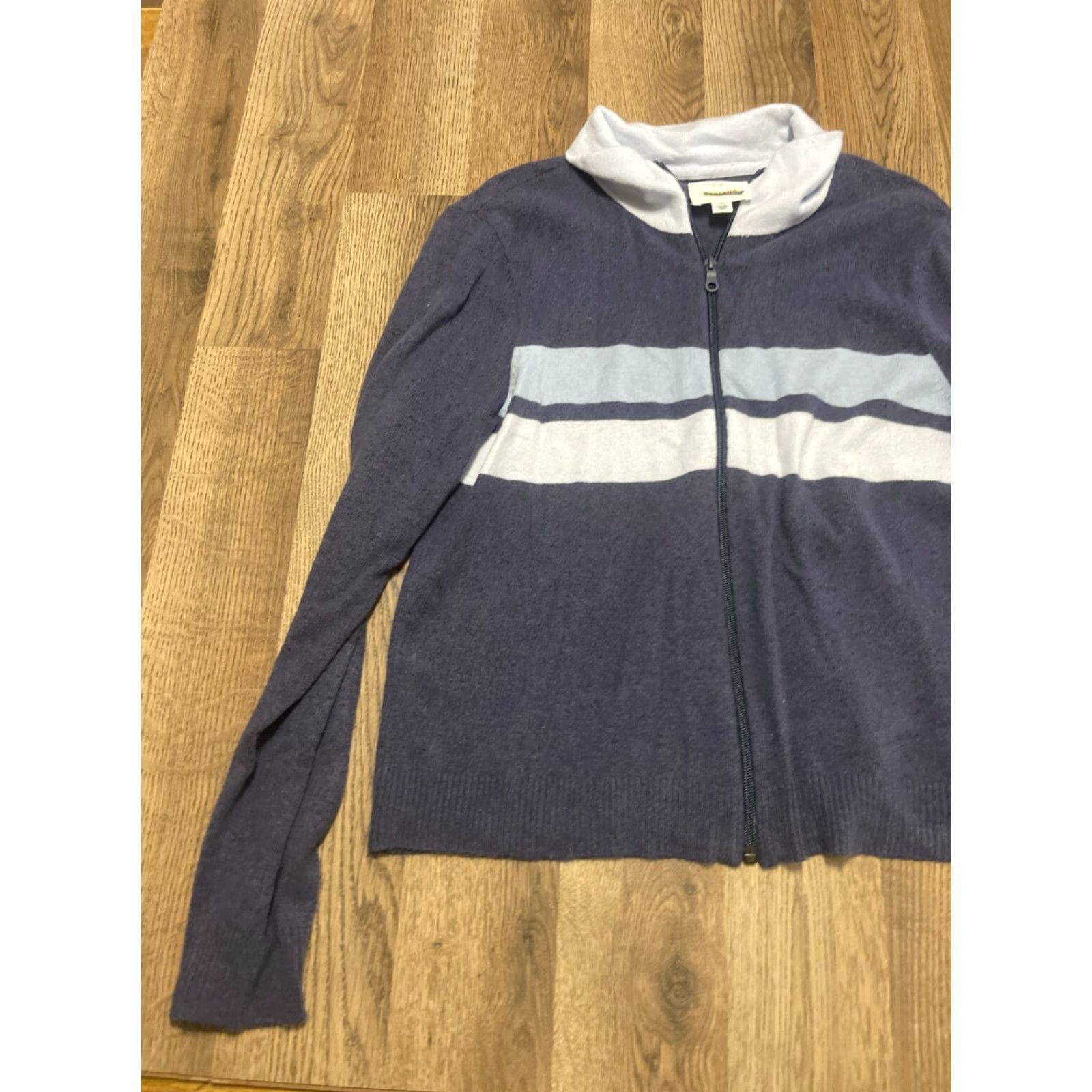 Vintage OFFLINE by Aerie Sweater Women's Size M Blue White Striped Zip Up Sweater Casual Womens Size M / US 6-8 / IT 42-44 - 4 Thumbnail