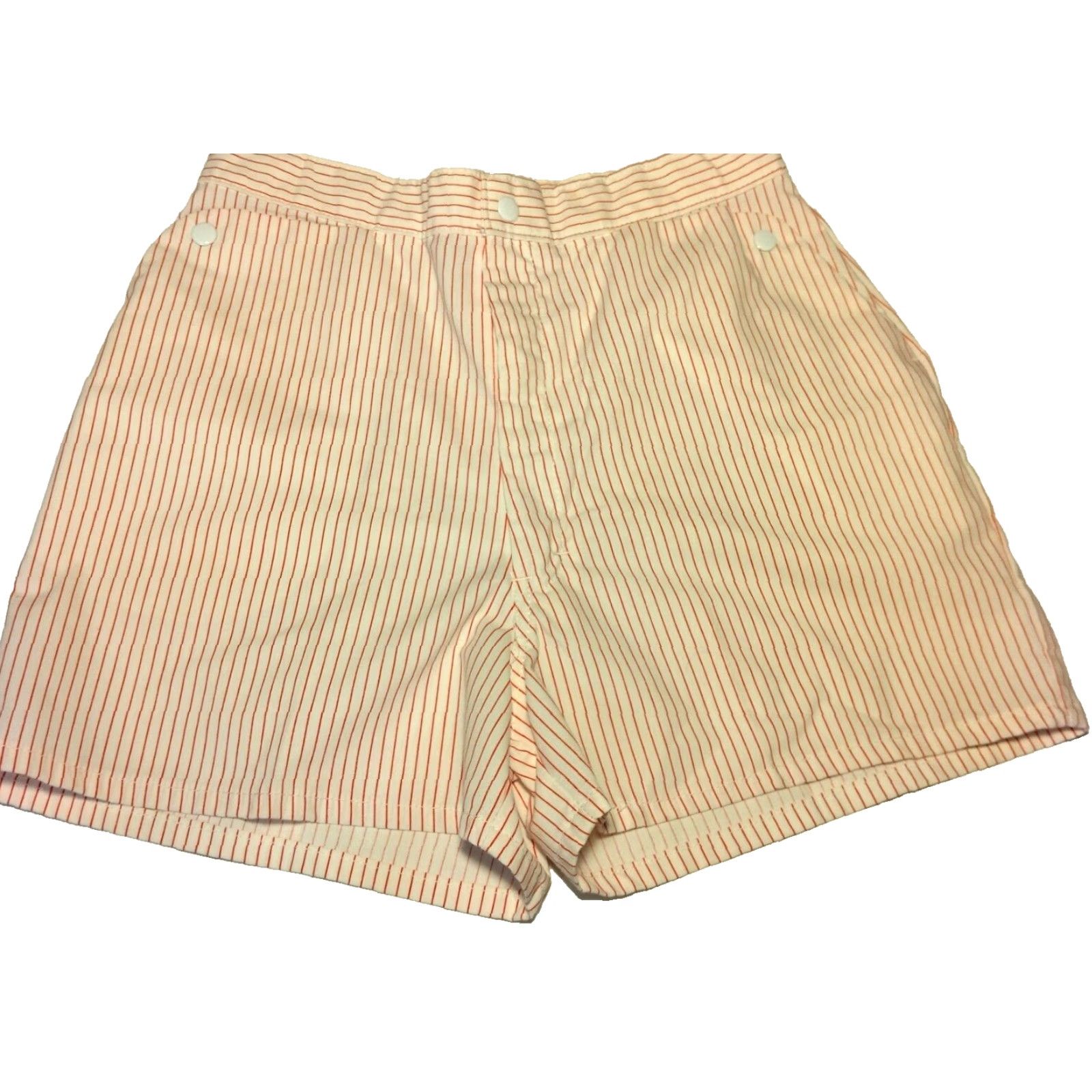 Vintage VINTAGE 1960s Shorts Women Size 11 White Red Striped Snap Pockets Hong Kong READ Size 32" / US 10 / IT 46 - 2 Thumbnail