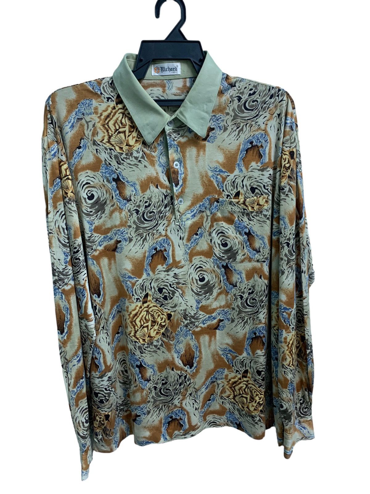 image of Art Comes First Vintage Richard Art Tiger Motif Shirts in Gold, Men's (Size Small)