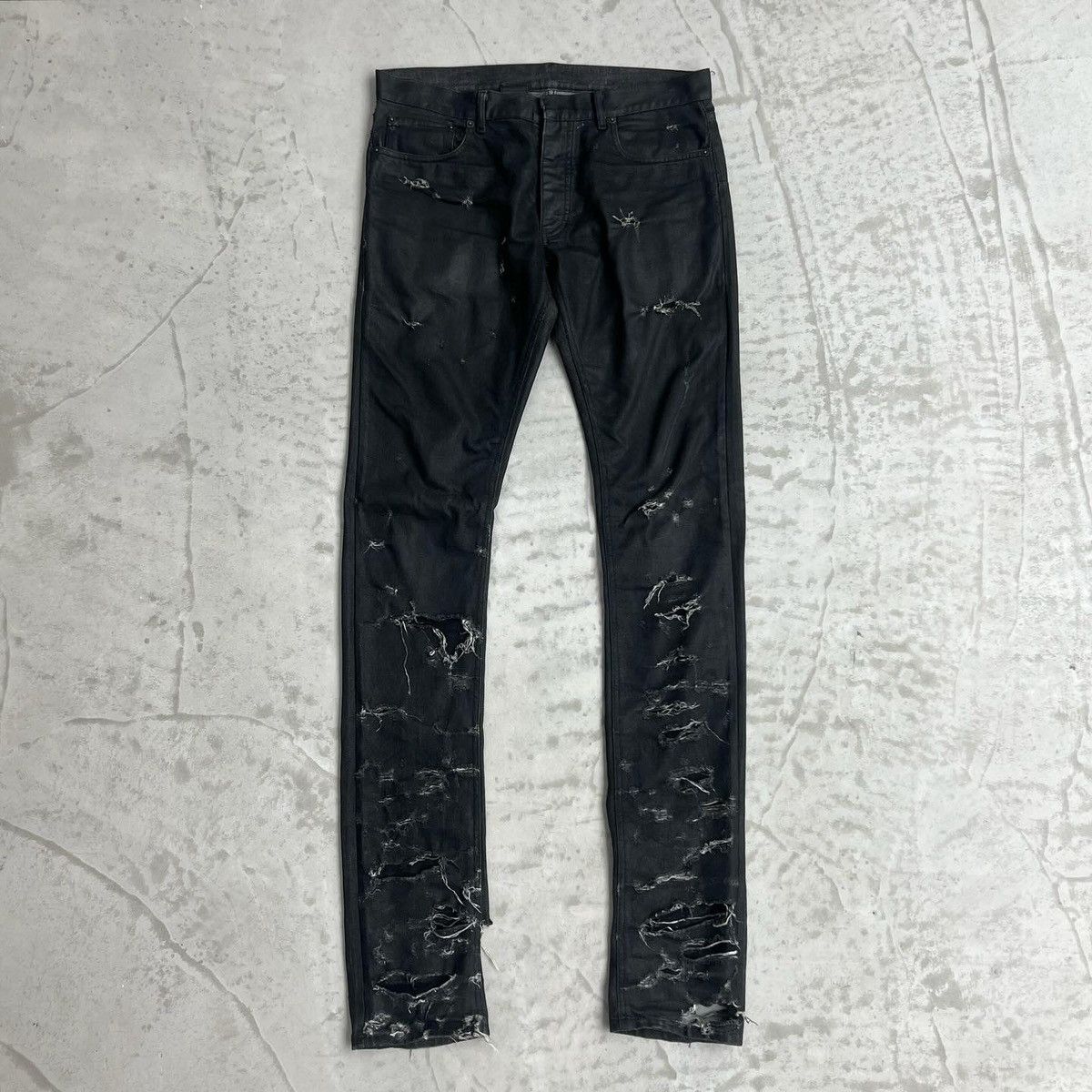 Dior SS04 “Strip” Destroyed/Distressed Waxed Denim | Grailed