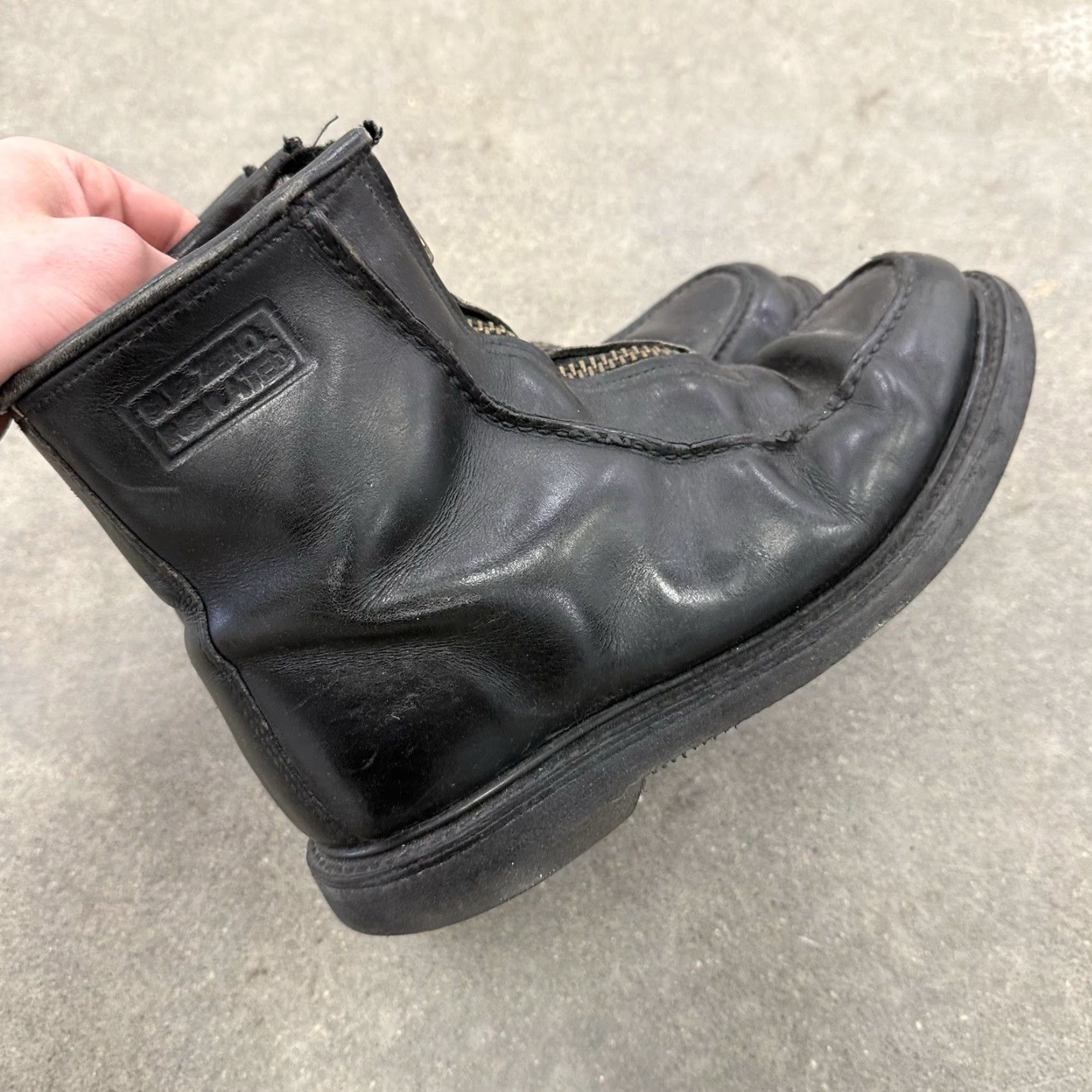 Doublet VINTAGE Double-H Boots Leather Front Zip Black Stadium Boots 5331 USA 7.5 D Distressed Mens Boots Western Leather Zip USA 5331 VTG Size US 7 / EU 40 - 5 Thumbnail