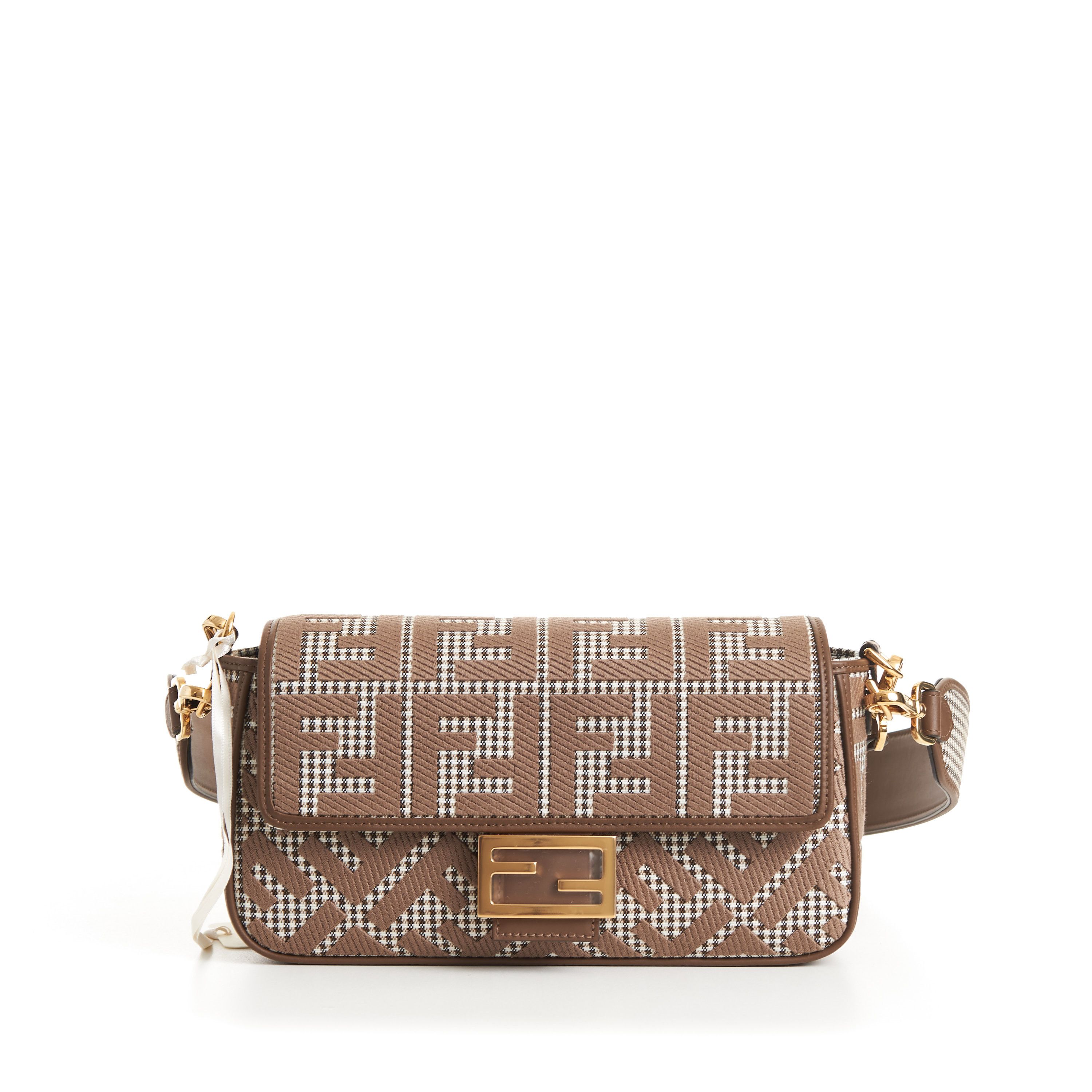 Fendi Medium Baguette - Brown Houndstooth Wool Bag Size ONE SIZE - 10 Thumbnail