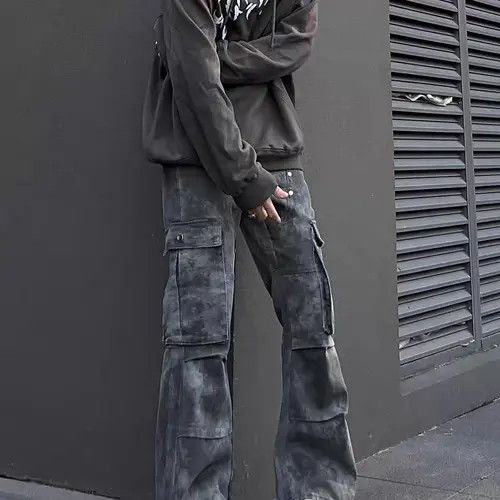 Japanese Brand Miyuki x Miwa Camouflage Grey Work Loose Hip Hop Jeans Size US 30 / EU 46 - 3 Thumbnail