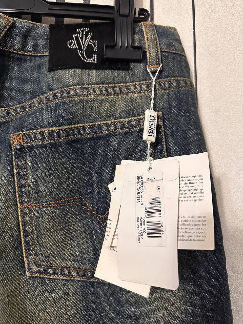 Versace × Vintage 2006 Versace Y2k “Crystals” Faded Denim Pants Size US 31 - 6 Thumbnail