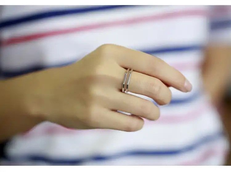 Handmade × Jewelry Abstract Ring Angles Silver Modern Punk Art Psychedelic Size ONE SIZE - 3 Thumbnail