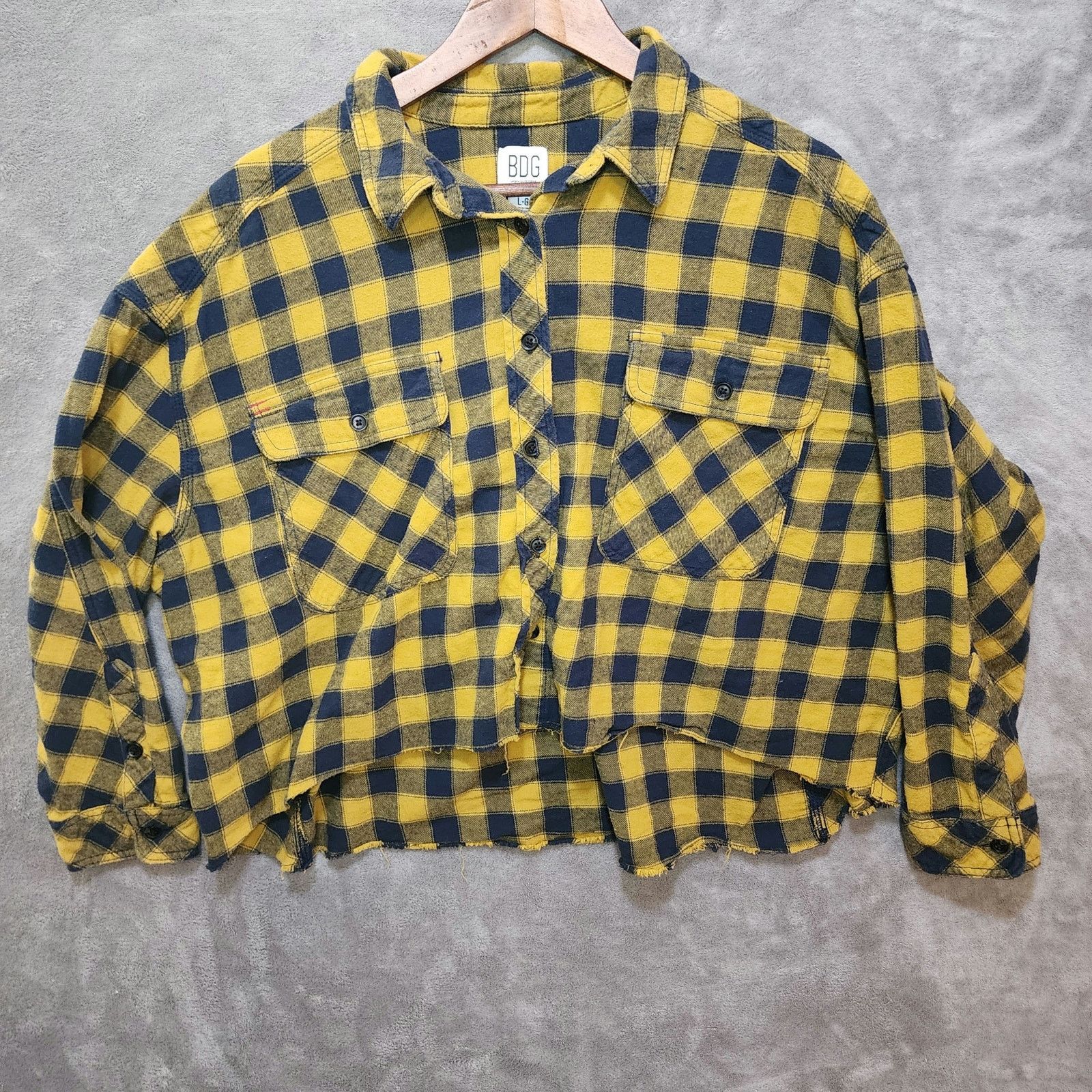 Bdg BDG L Crop Top Flannel Yellow/Navy Check - Chic & Cozy Size L / US 10 / IT 46 - 1 Thumbnail