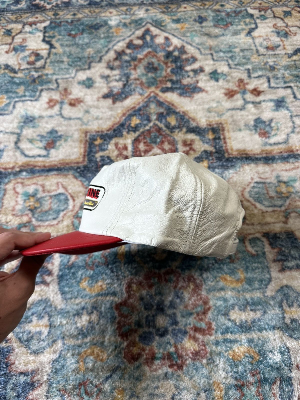 Vintage Vintage 80s Marine Construction Leather Baseball Cap Size ONE SIZE - 2 Thumbnail