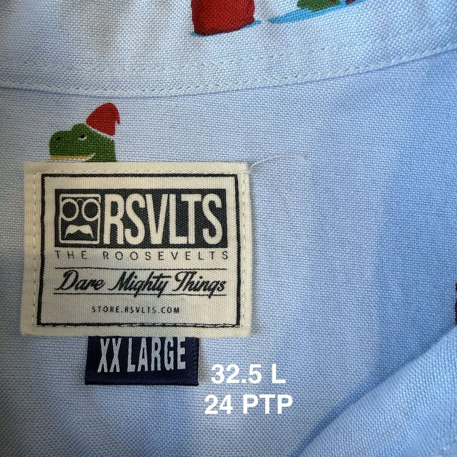 Taylor Stitch RSVLTS Christmas Shirt 2XL Blue Minimalist Oxford T Rex Fun Size US XXL / EU 58 / 5 - 7 Thumbnail