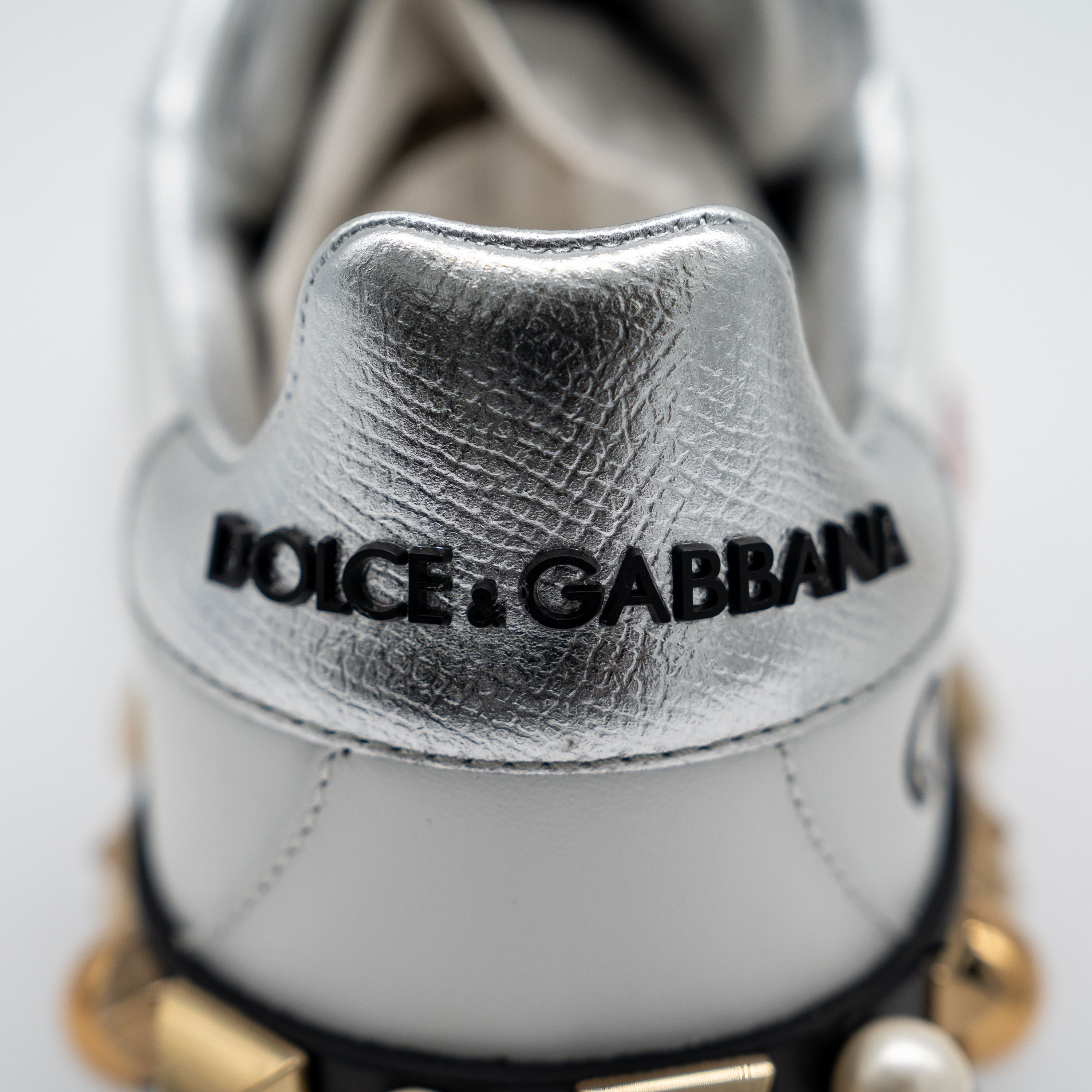 Dolce & Gabbana DOLCE & GABBANA White Portofino Floral Studded Sneakers Size US 6 / IT 36 - 12 Thumbnail