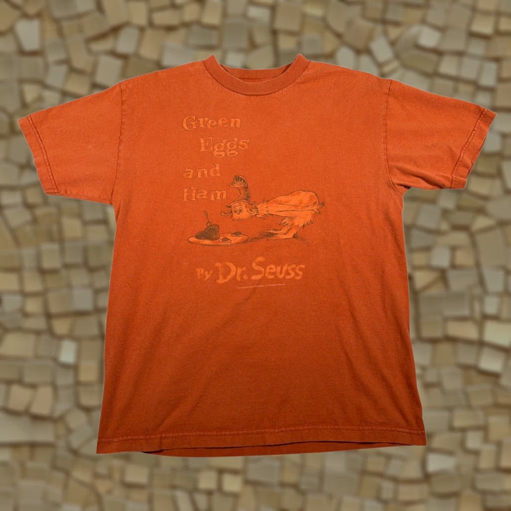 Vintage VINTAGE Dr Seuss Shirt Adult MEDIUM Orange Green Eggs Ham Book Character Y2K Mens T-Shirt Crew Neck Short Sleeve Cotton Size US M / EU 48-50 / 2 - 1 Thumbnail