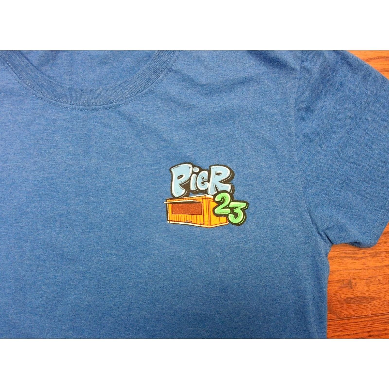 Fruit Of The Loom Fruit of the Loom T-Shirt Pier 23 Ocean City Maryland Blue Graphic Print Adult Medium Slim Short Sleeve Crew Neck Shirt Size US M / EU 48-50 / 2 - 3 Thumbnail