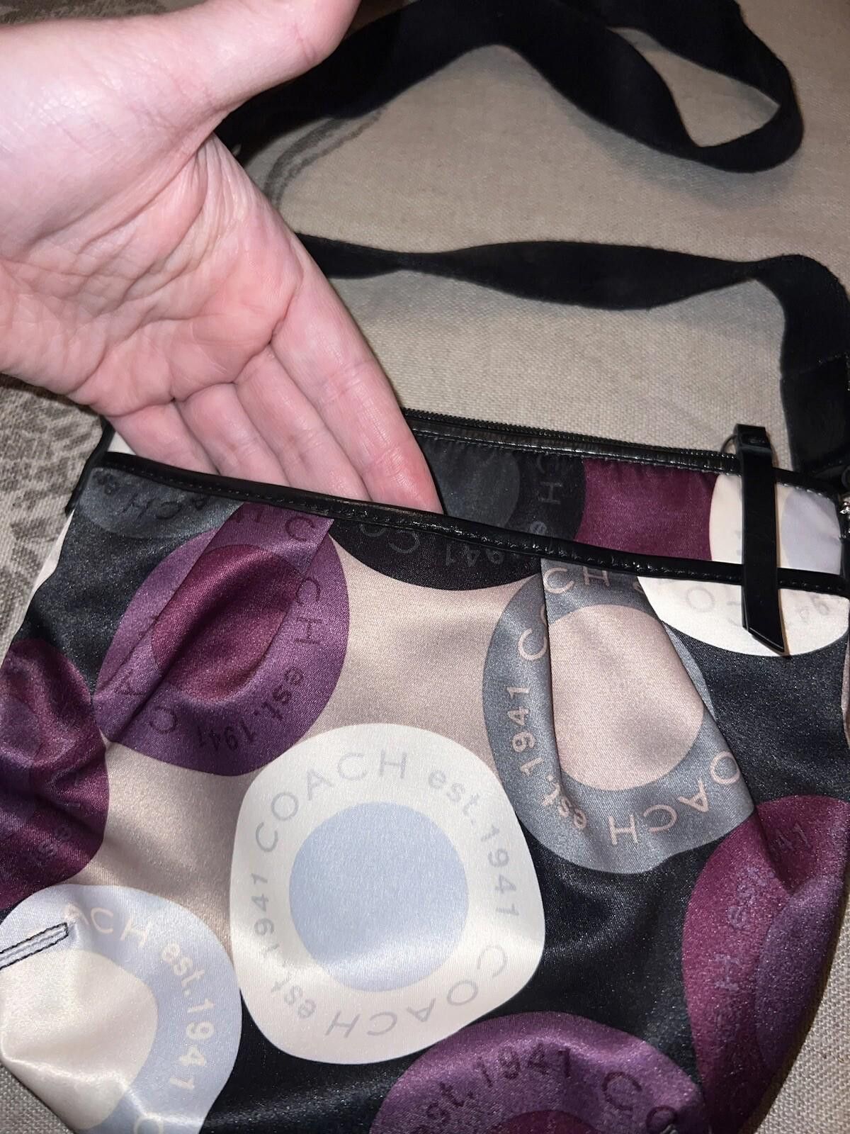 Coach Coach Silk Crossbody Purple & Brown PURSE BAG TOTE Circles Size ONE SIZE - 4 Thumbnail