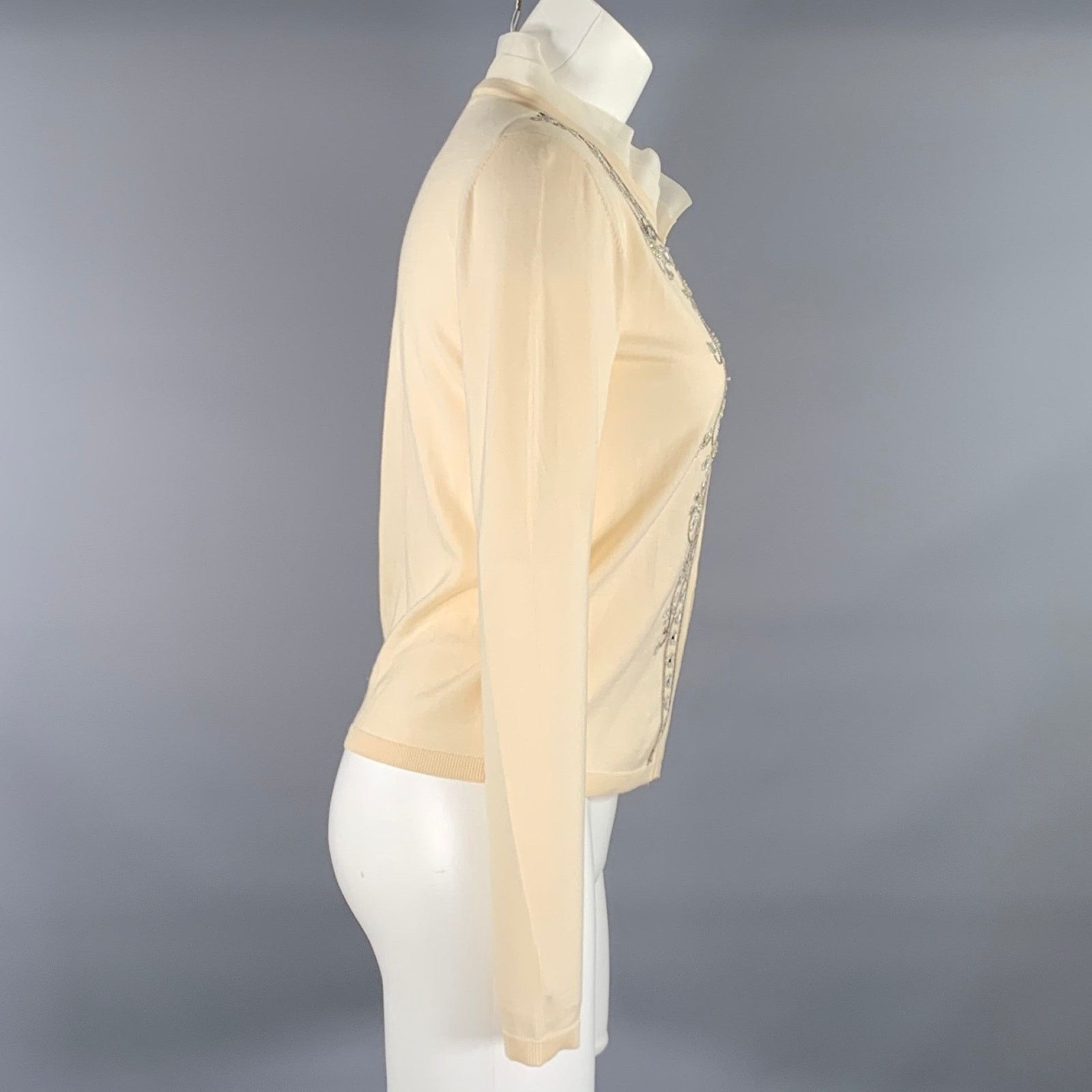 Emilio Pucci EMILIO PUCCI Size S Beige Wool Cardigan Size S / US 4 / IT 40 - 3 Thumbnail