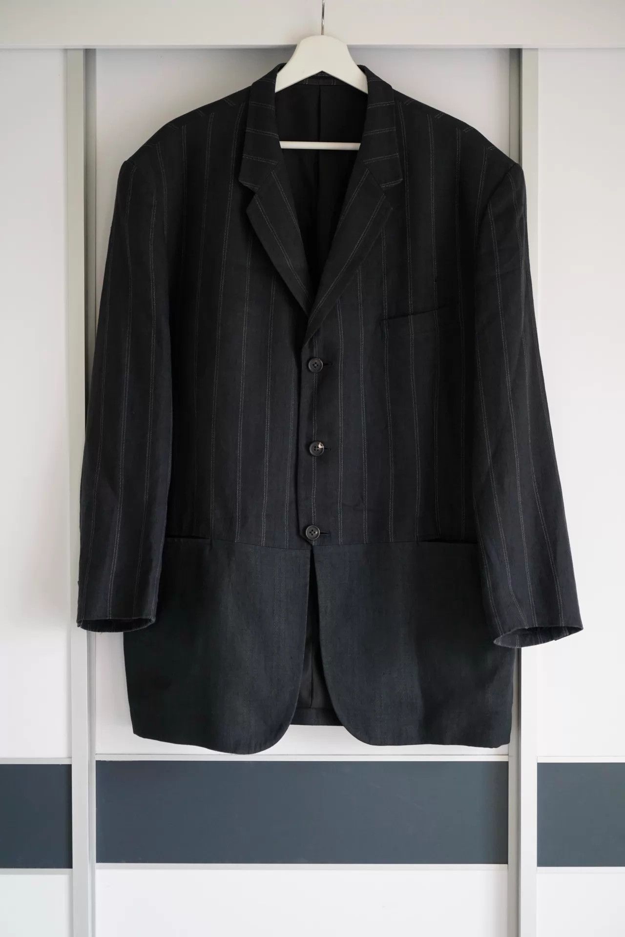 Yohji Yamamoto Yohji Yamamoto 94SS Striped-Patchwork Linen Blazer Size US S / EU 44-46 / 1 - 1 Thumbnail